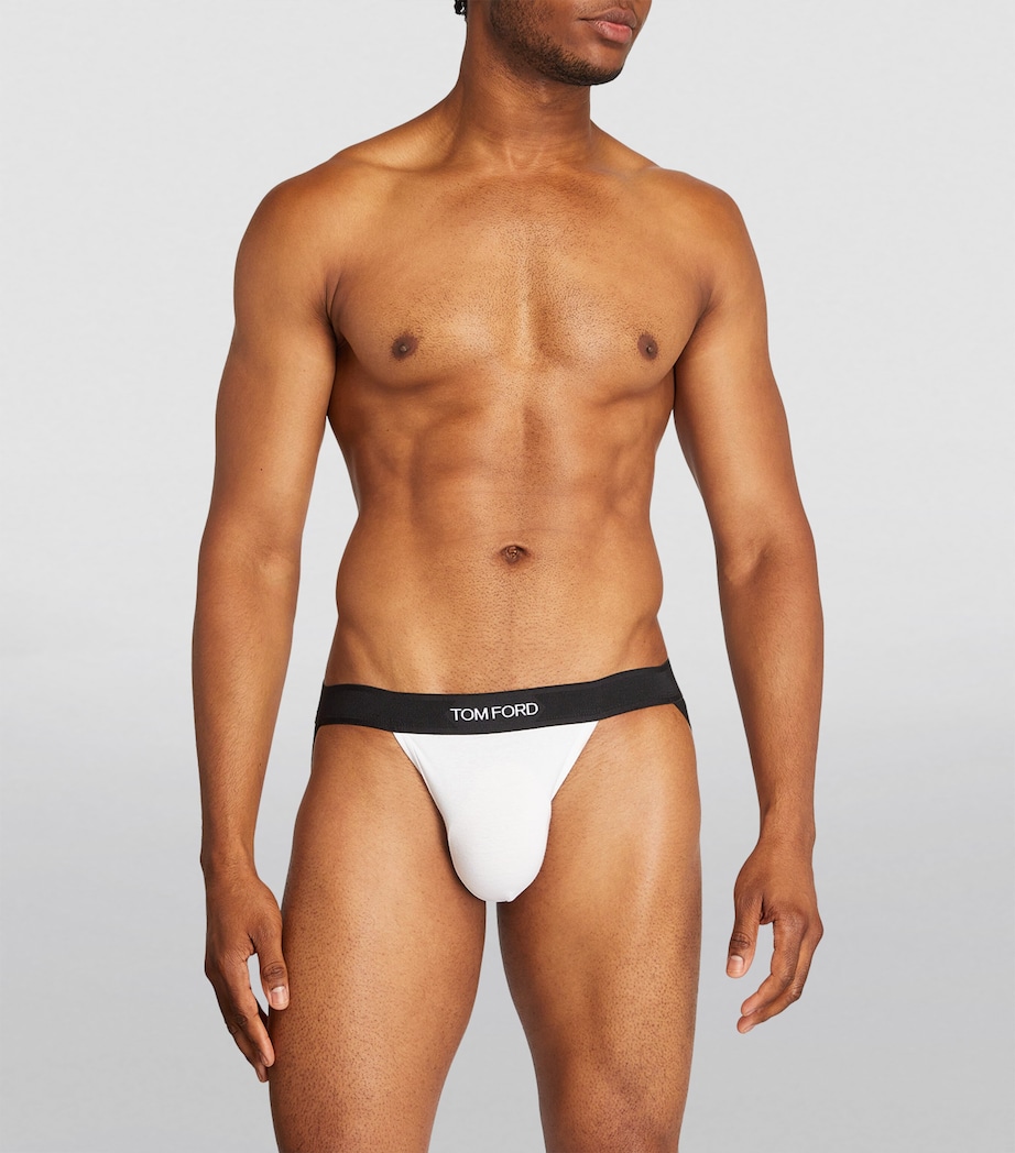 TOM FORD Mens Logo Jock Strap White Image 2
