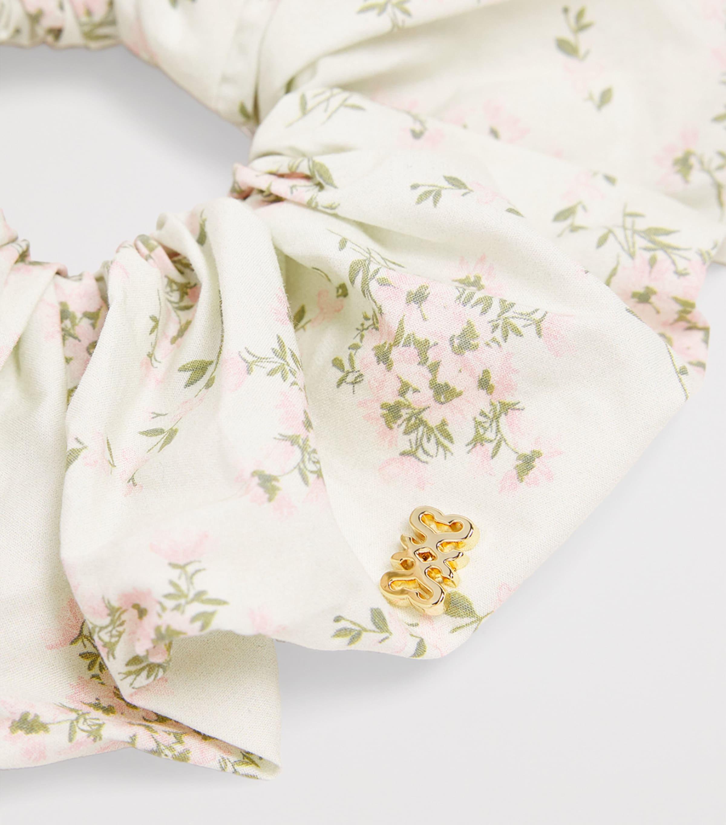 Sandro Paris Cotton Floral Scrunchie Pink / Green Image 3