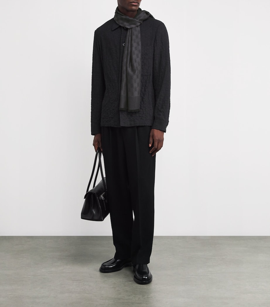 Wool-Silk-Blend Geometric Jacquard Scarf 200 Image 2