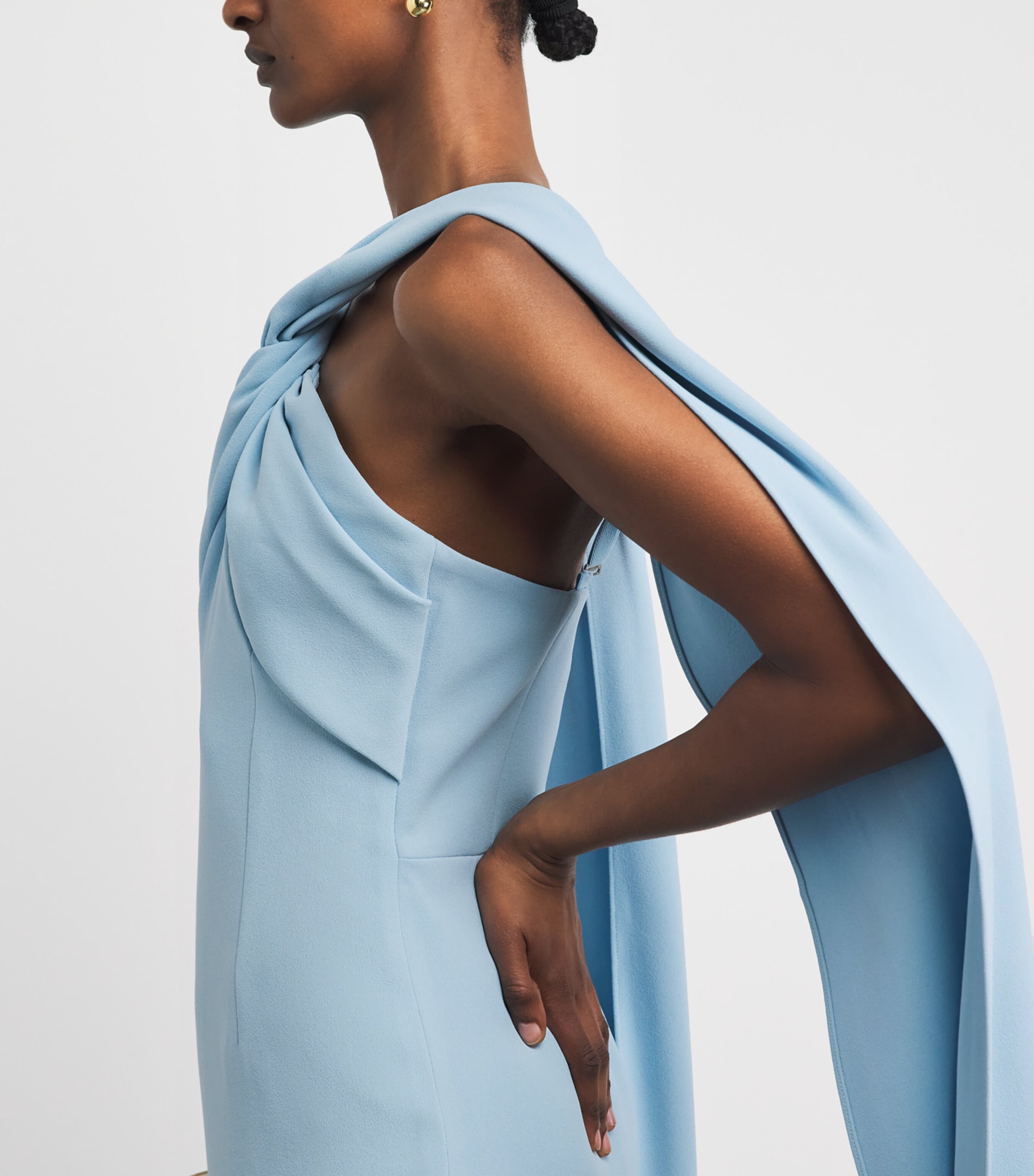Solace London Womens Crepe Twisted Rona Gown Soft Blue Image 3