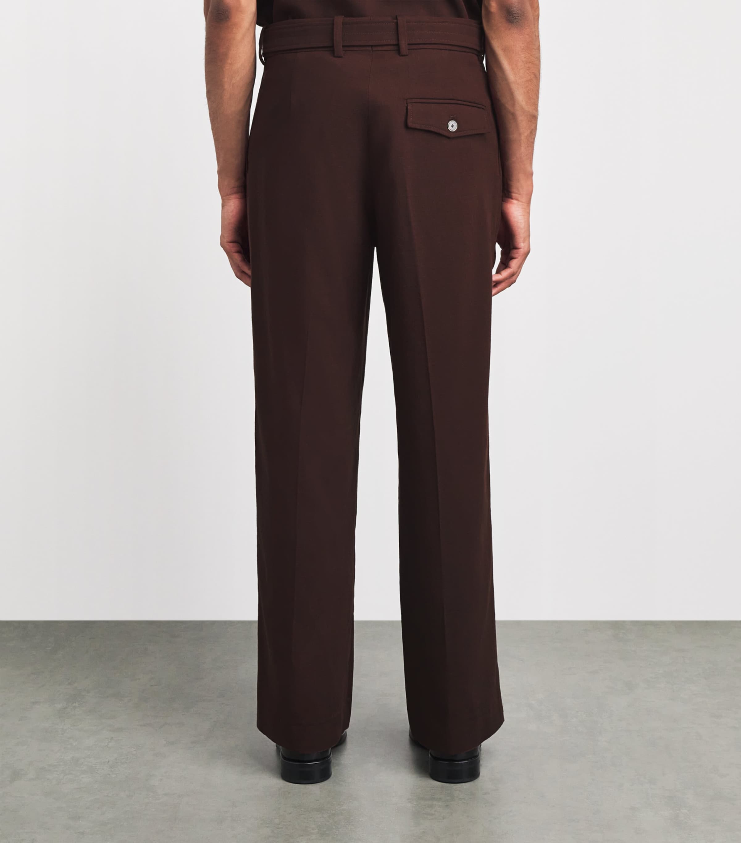 Drôle De Monsieur Mens Belted Wide-Leg Trousers Brown Image 5