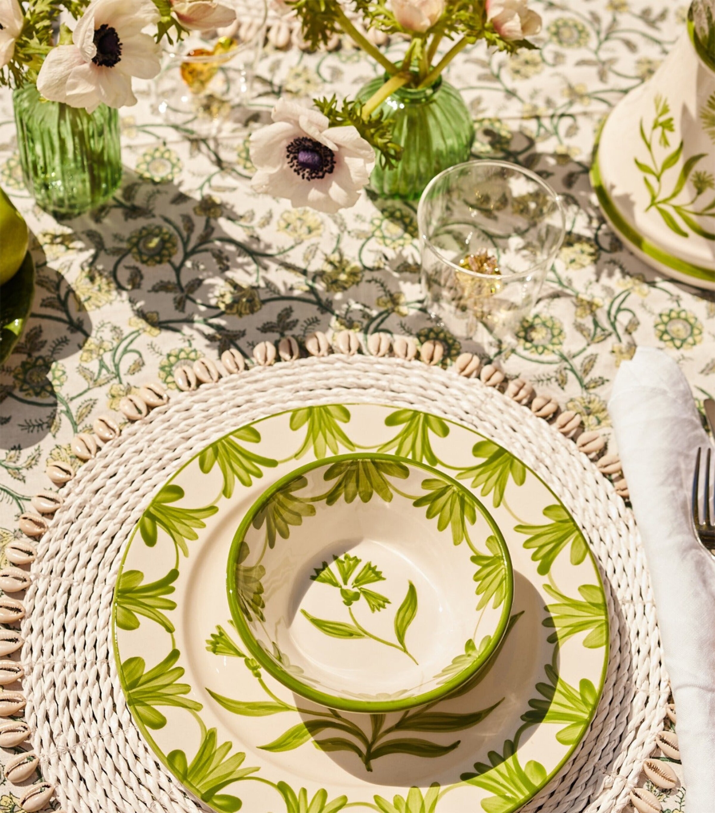 Maison Margaux Green Petals Tablecloth (150cm x 300cm) Image 2