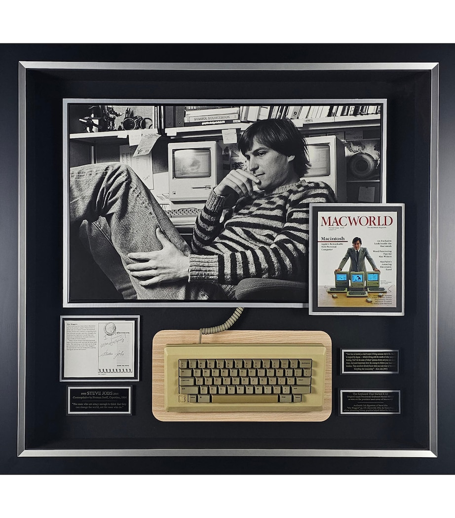 Leipzig Galleries Steve Jobs Autographed Display with Apple Macintosh Vintage Keyboard Image 1