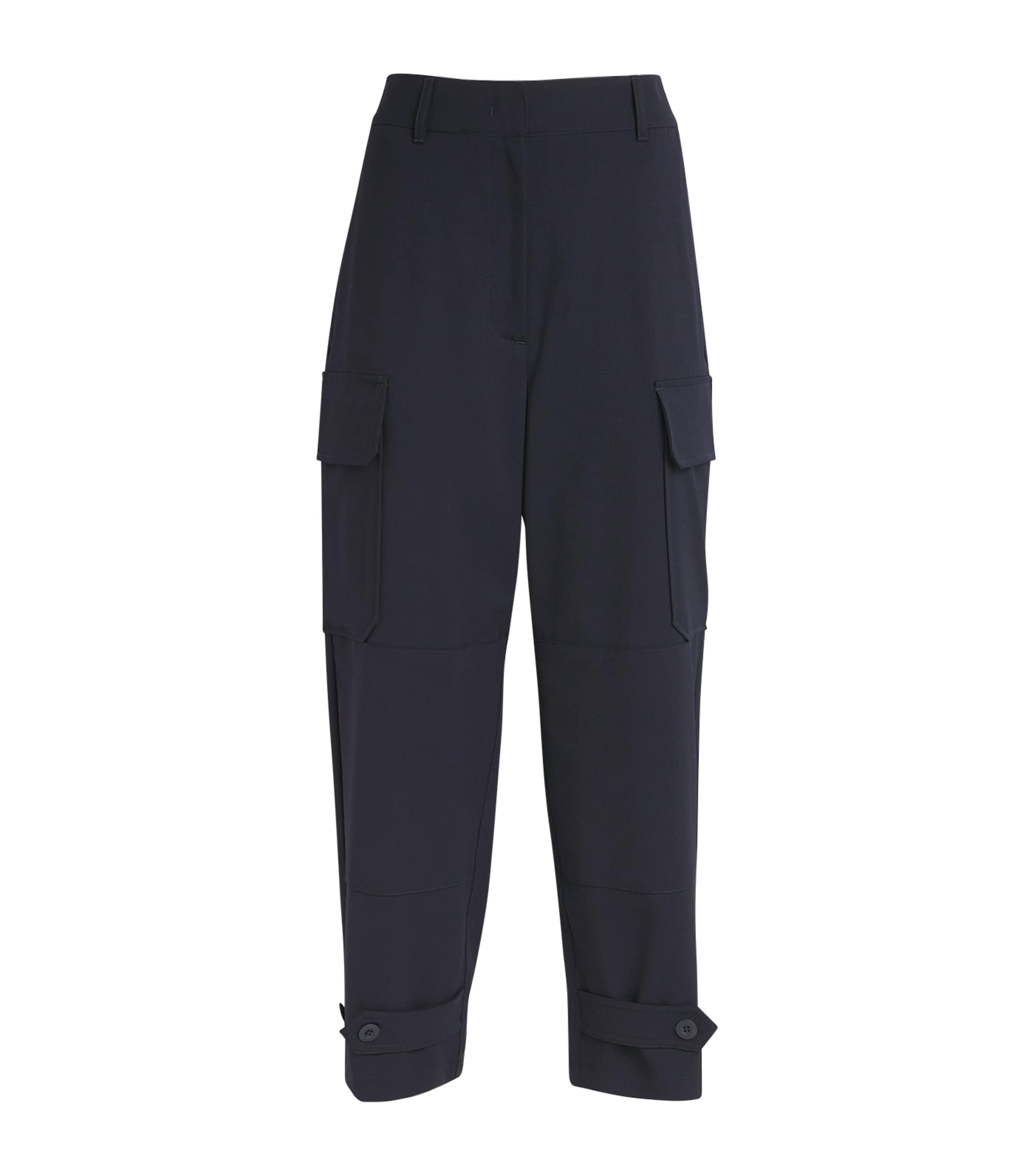 Weekend Max Mara Cropped Straight Cargo Trousers In Blue