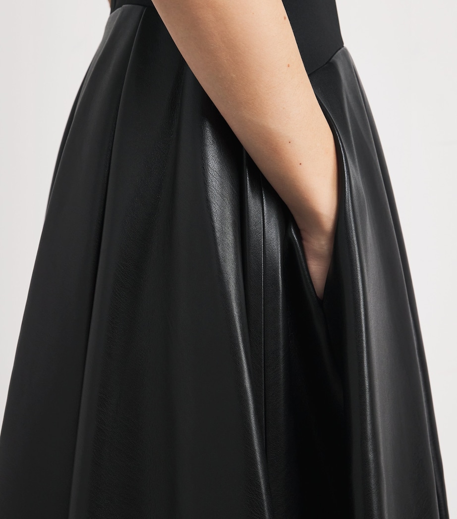 Scuba-Faux Leather Adley Dress A001 - BLACK Image 6
