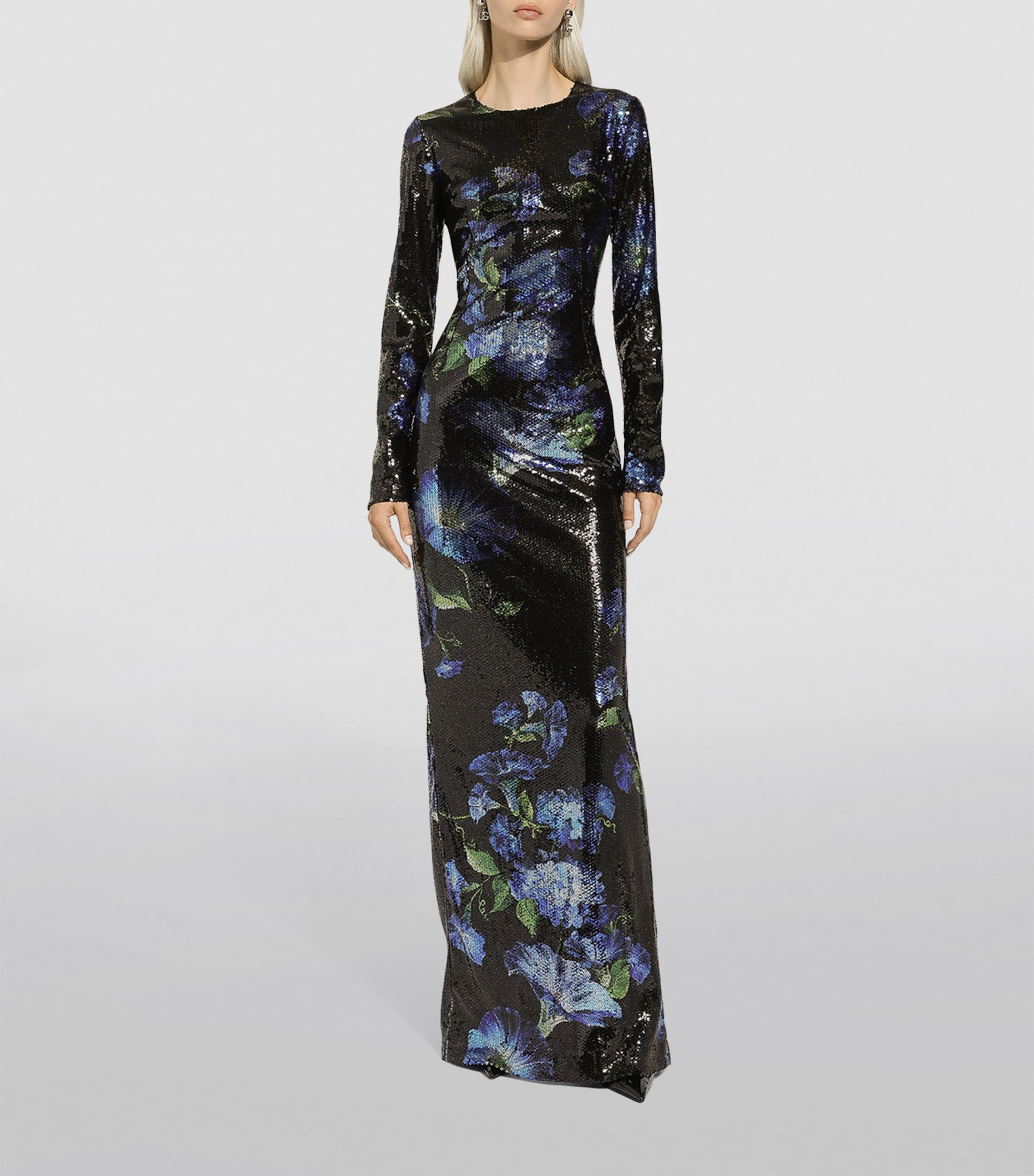 Dolce&Gabbana Womens Sequinned Floral Maxi Dress Campanule Fdo Image 2