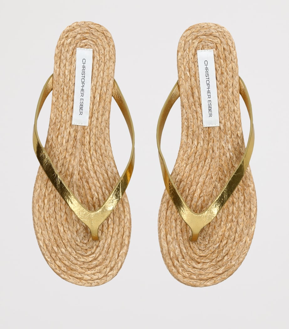 Christopher Esber Raffia Palma Flip Flops Gold Comb Image 3