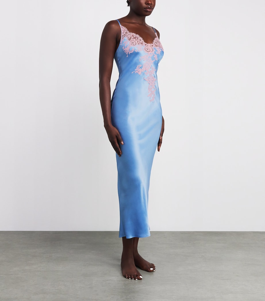 Silk Lace-Trim Bénédicte Maxi Slip Dress 5276 CIEL/LILA Image 2