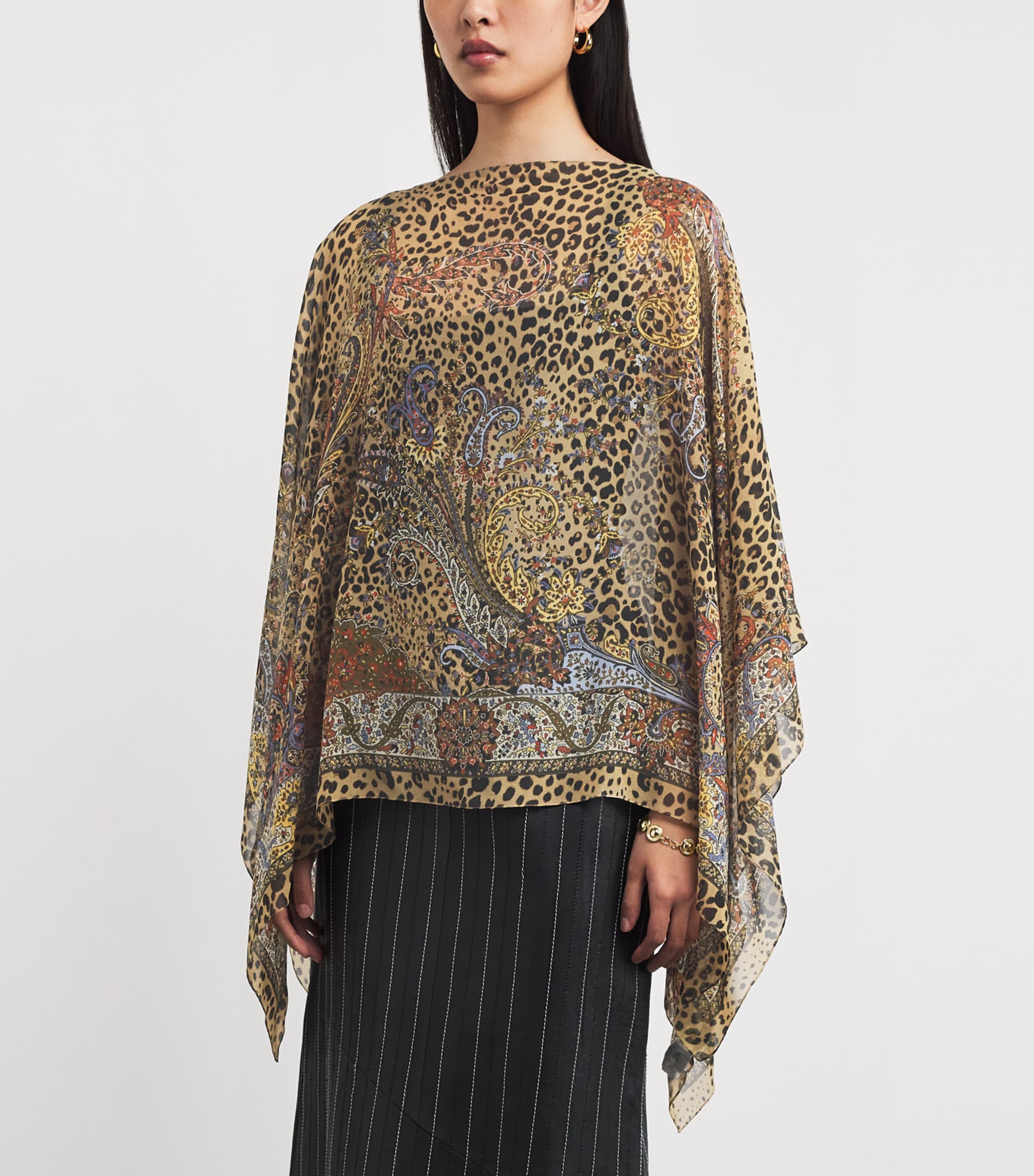 Silk Leopard Boat-Neck Blouse X0826 Image 3