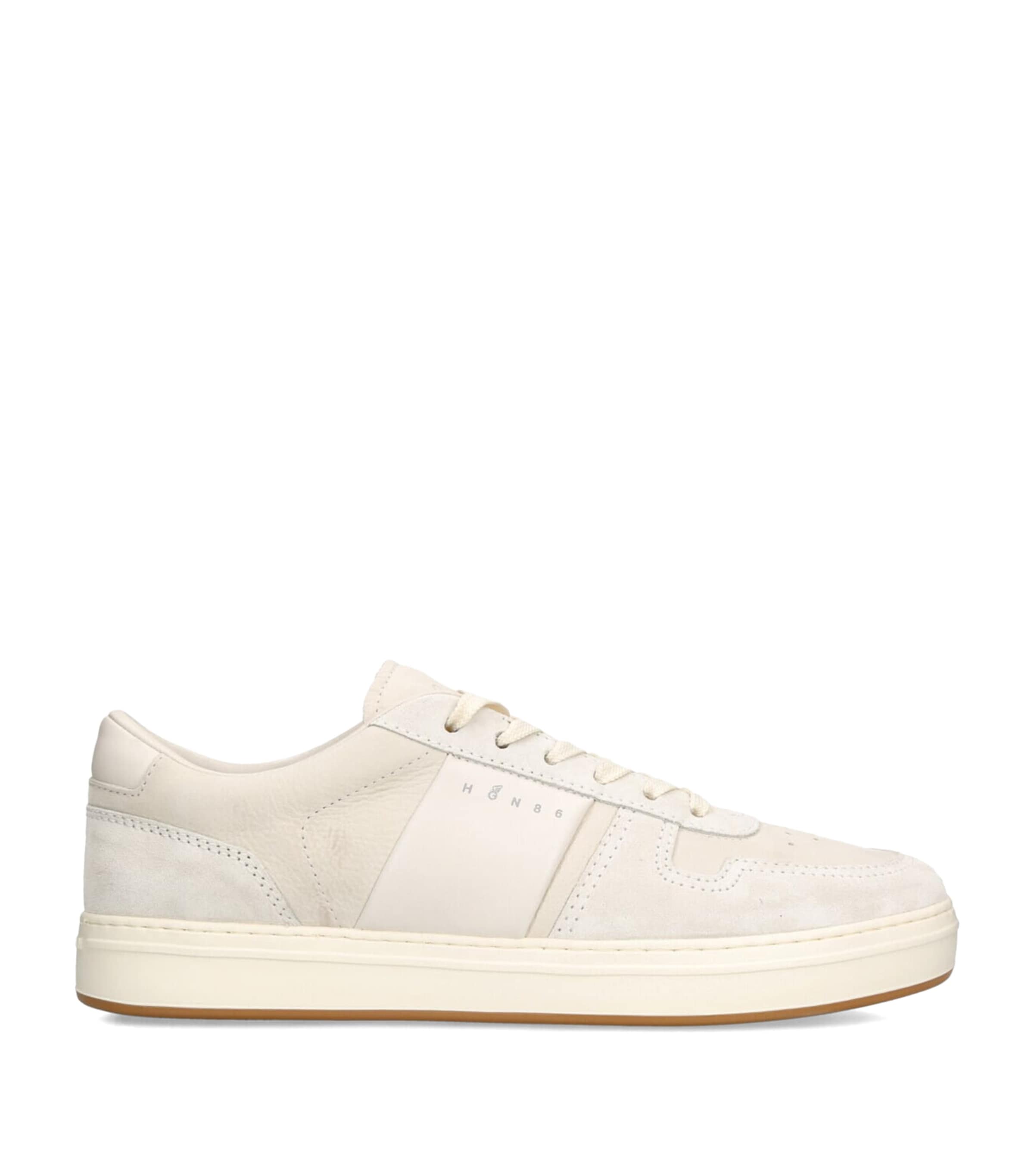 Hogan Smooth And Suede Leather H-tv Sneakers In White