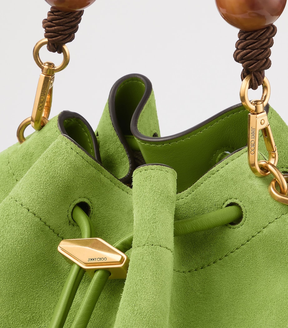 Jimmy Choo Medium Suede Cinch Beaded Bucket Bag Clover/gold Image 5