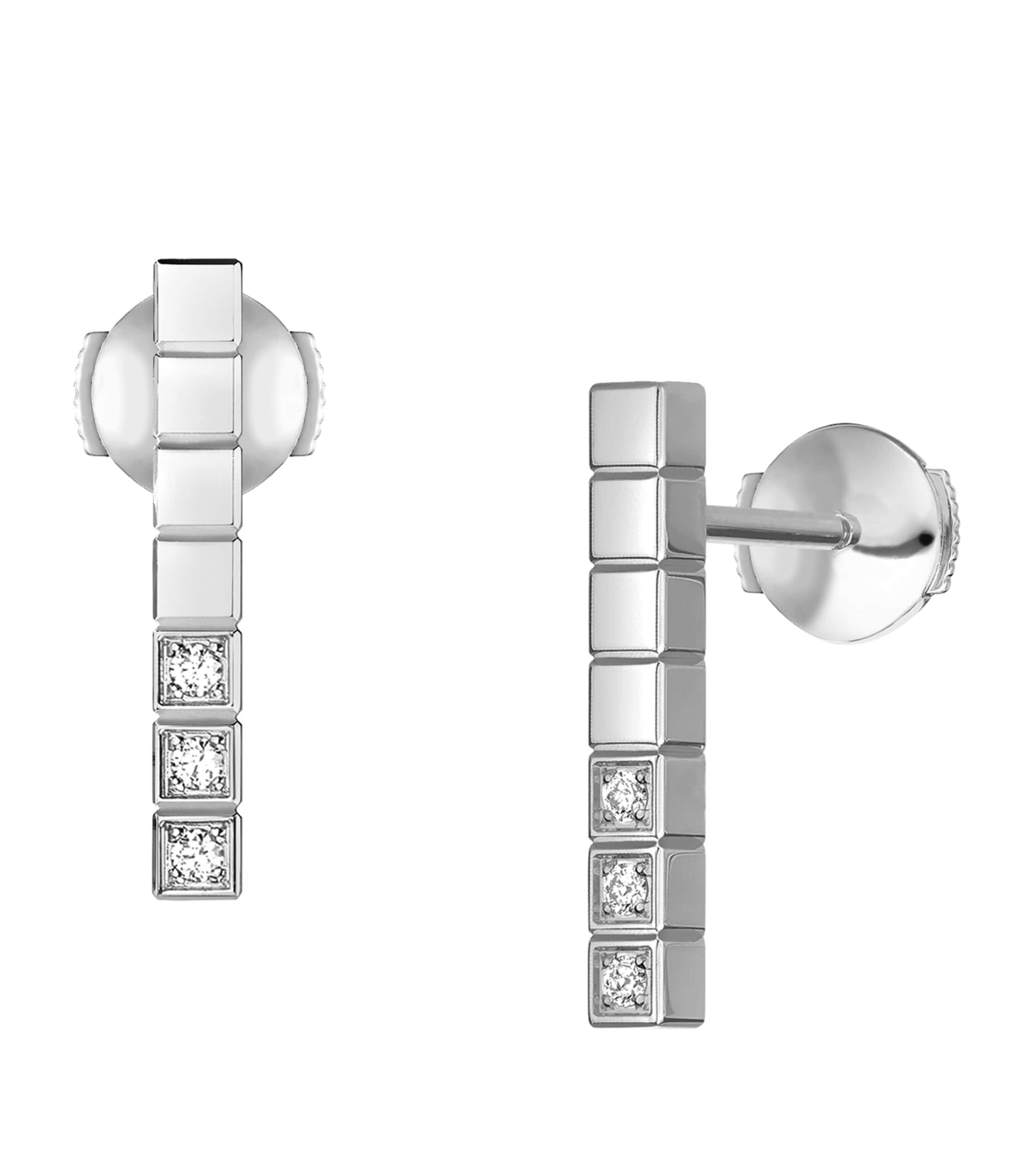 White Gold and Diamond Ice Cube Earrings 18K WHITE GOLD Image 2
