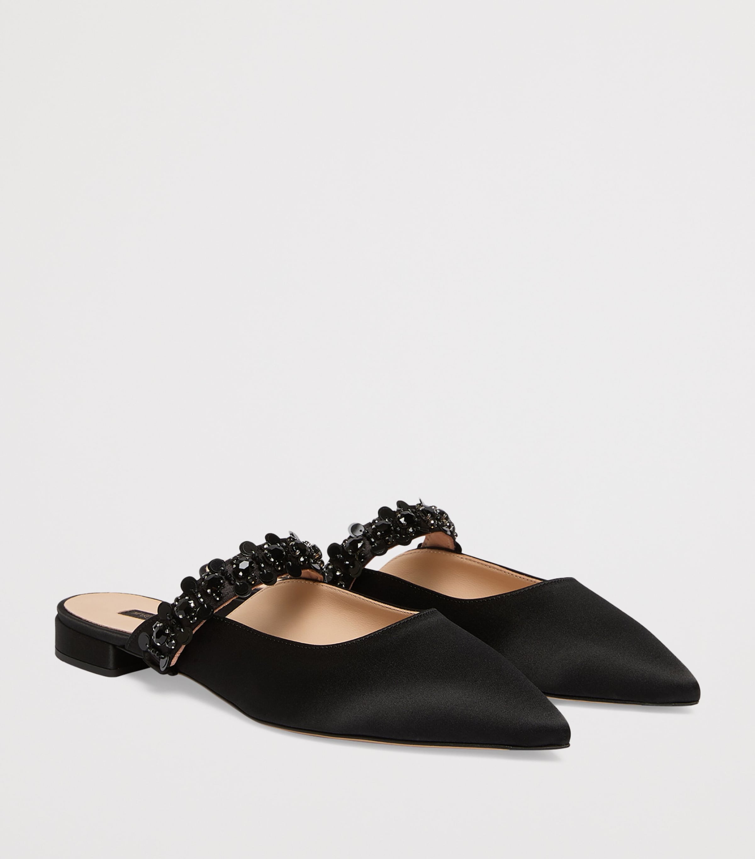Satin Embellished Mules BLACK Image 3