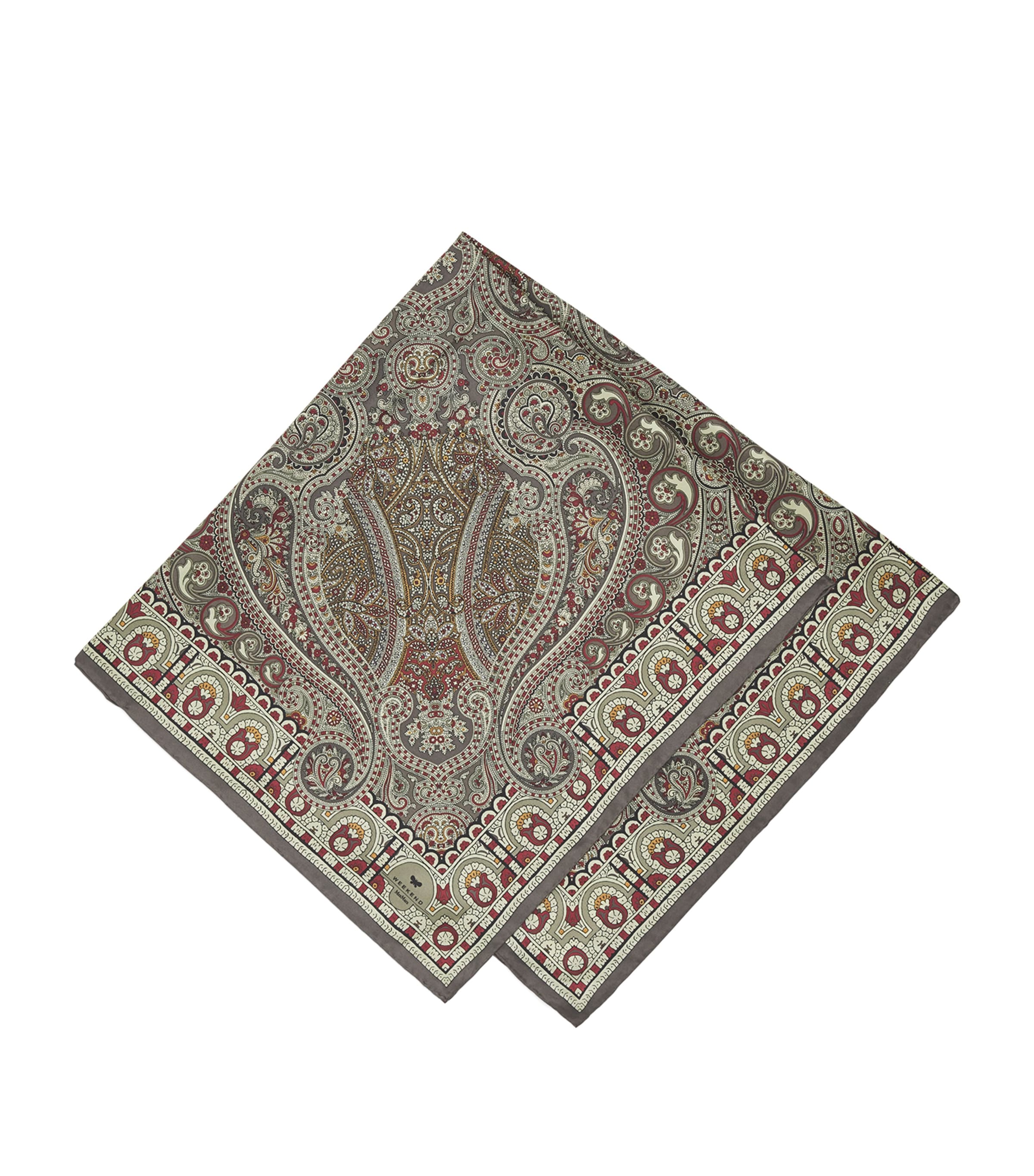 Weekend Max Mara Silk Printed Square Scarf In Green