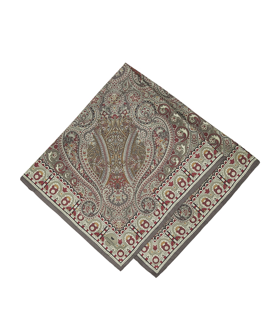 Silk Printed Square Scarf OLIVE GREEN Image 1