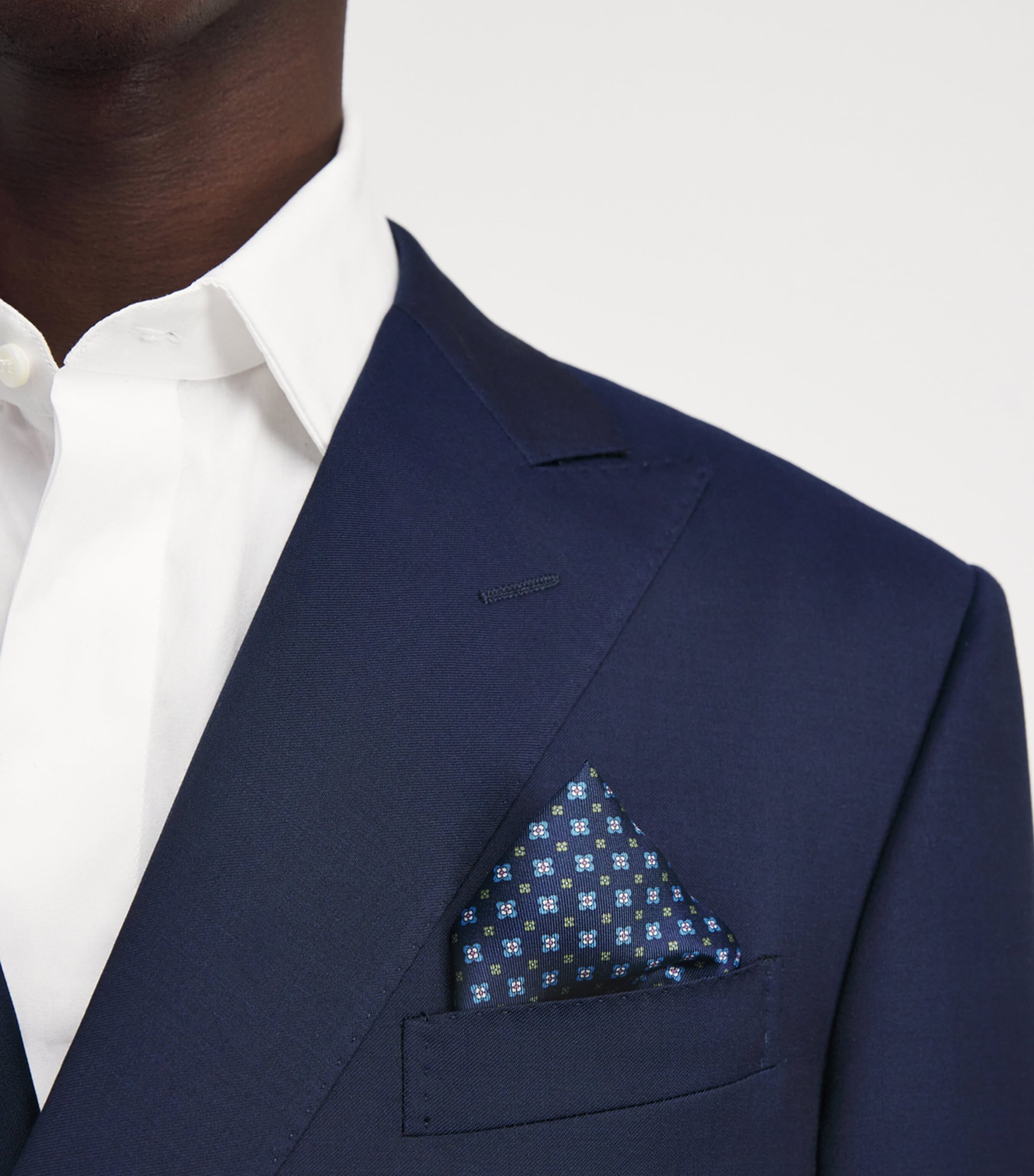 Silk Floral Pocket Square NAVY BLUE Image 3