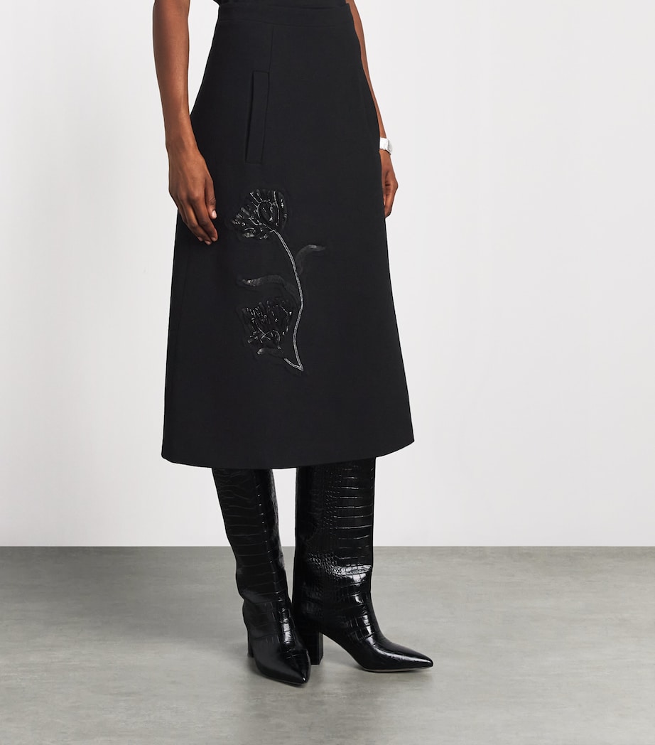Huishan Zhang Womens Wool Evelina Midi Skirt Black Image 4