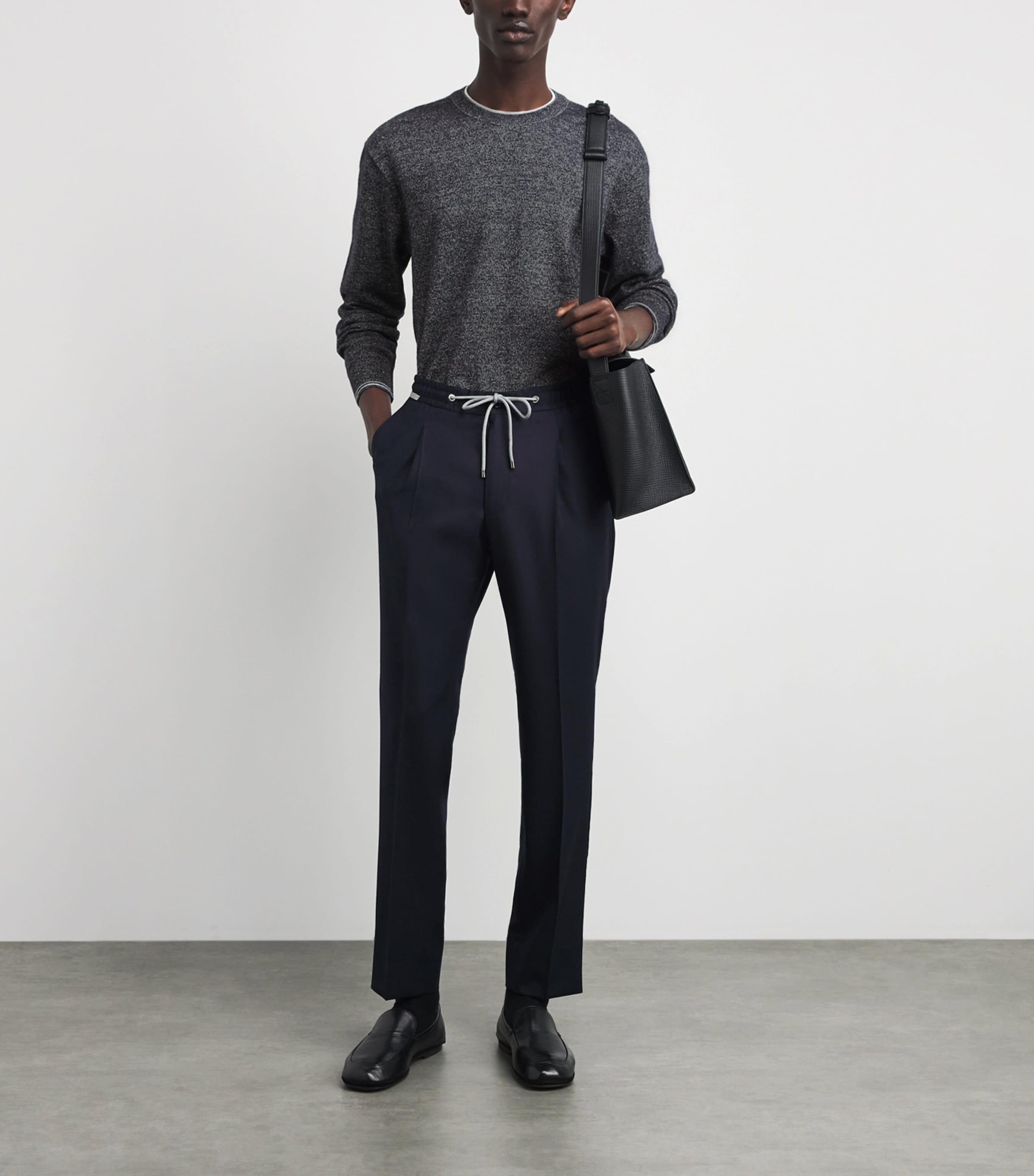 Paul & Shark Mens Wool-Linen Melange Sweater Blu Blu/bianco Image 2