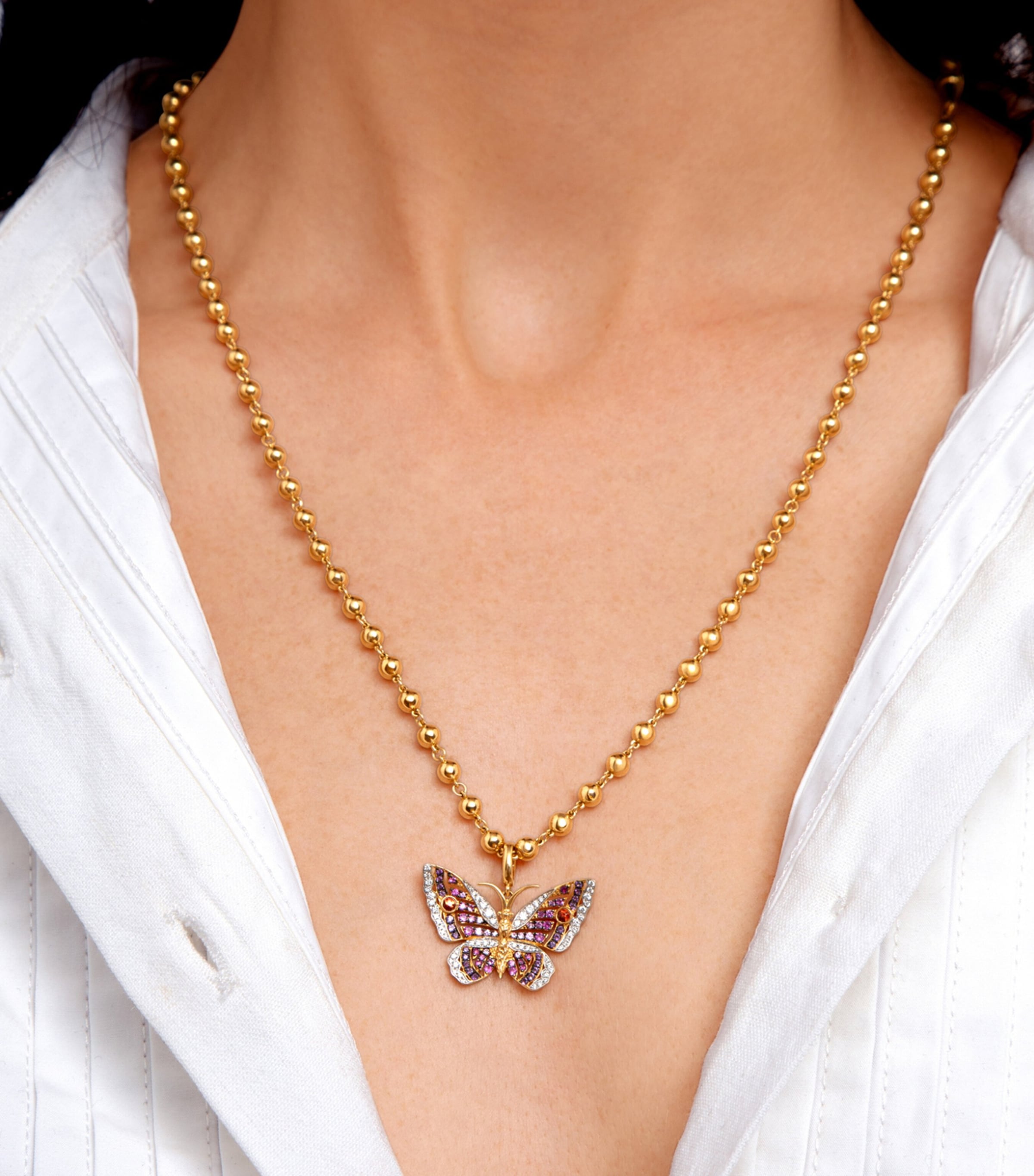 Yellow Gold, Diamond and Gemstone Mythology Butterfly Charm YELLOW GOLD Image 2