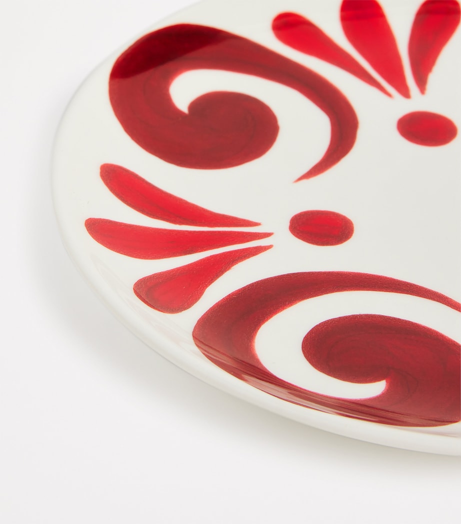 Porcelain Kallos Dinner Plate (27cm) DEEP RED ON WHITE Image 4