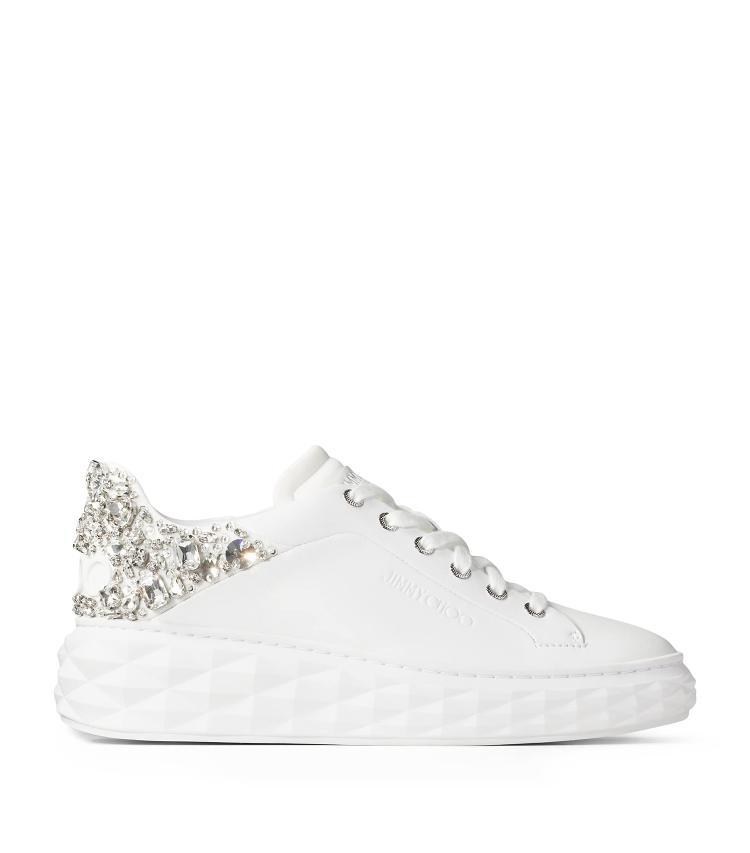 Jimmy Choo Diamond Maxi Crystal-embellished Sneakers In White