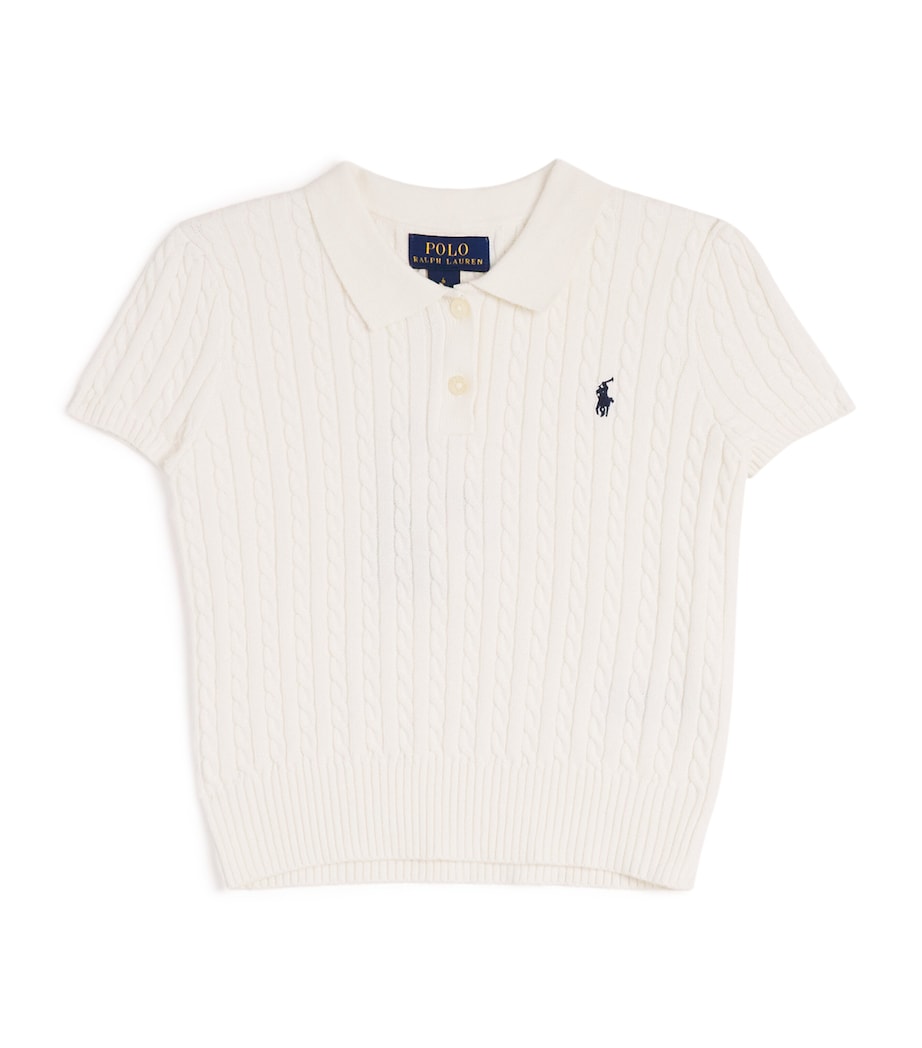 Cotton Cable-Knit Polo Shirt (2-6 Years) WHITE Image 1