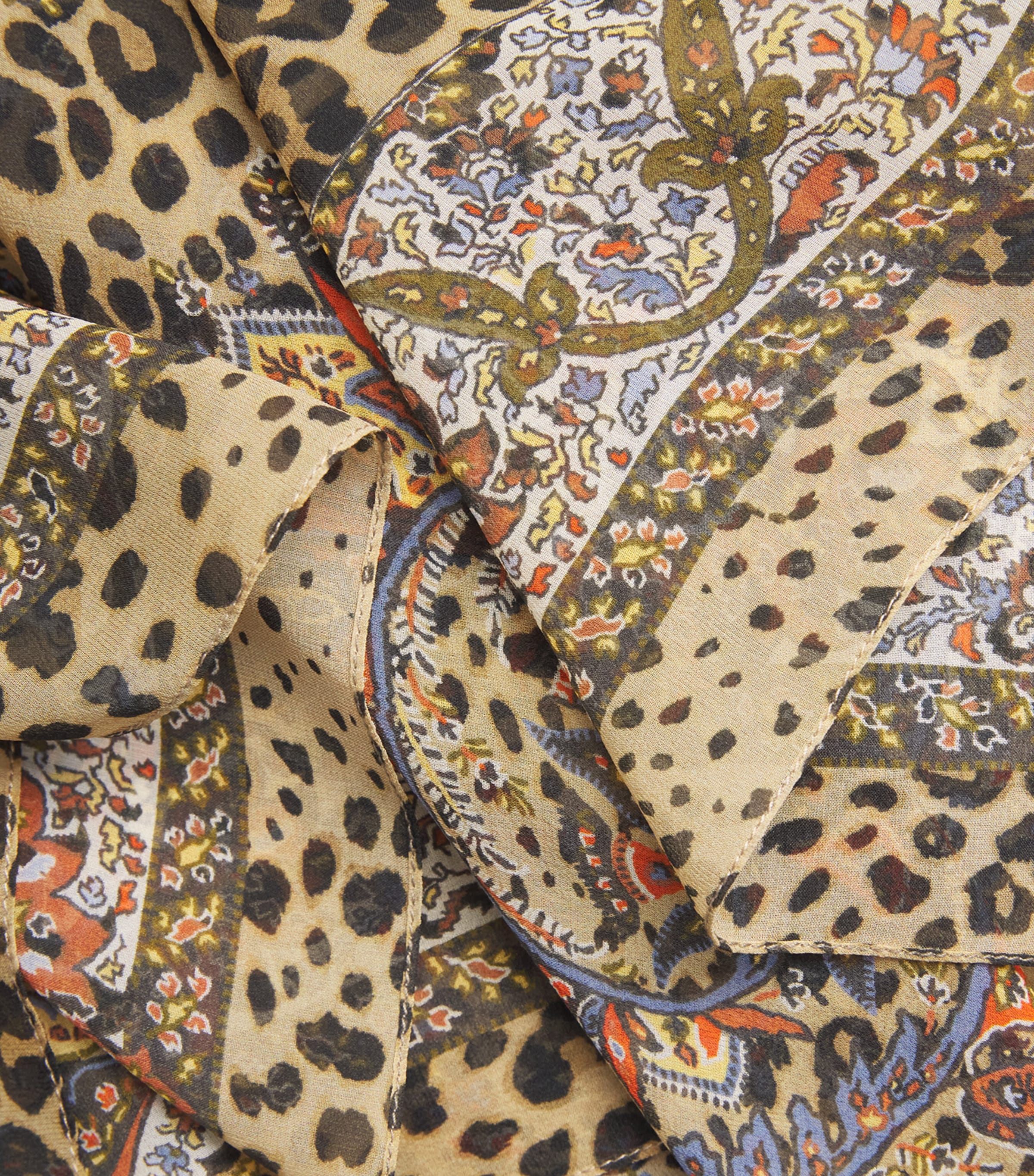 Silk Leopard Boat-Neck Blouse X0826 Image 5