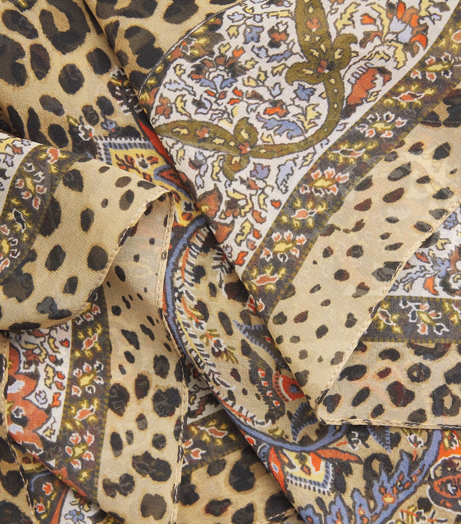 Silk Leopard Boat-Neck Blouse X0826 Image 5