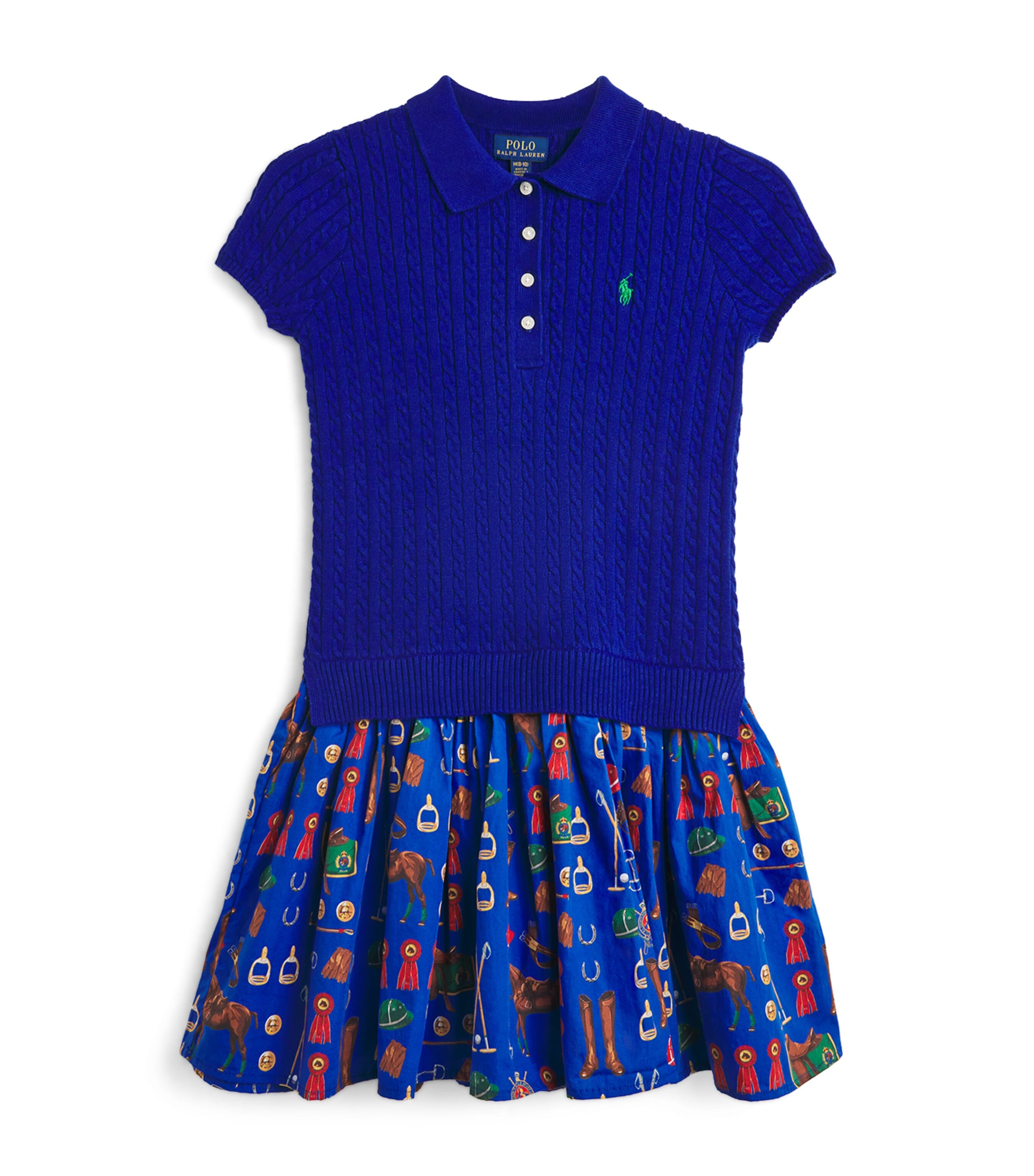 Cotton Printed Mini-Cable Dress (7-14 Years) BLUE Image 1