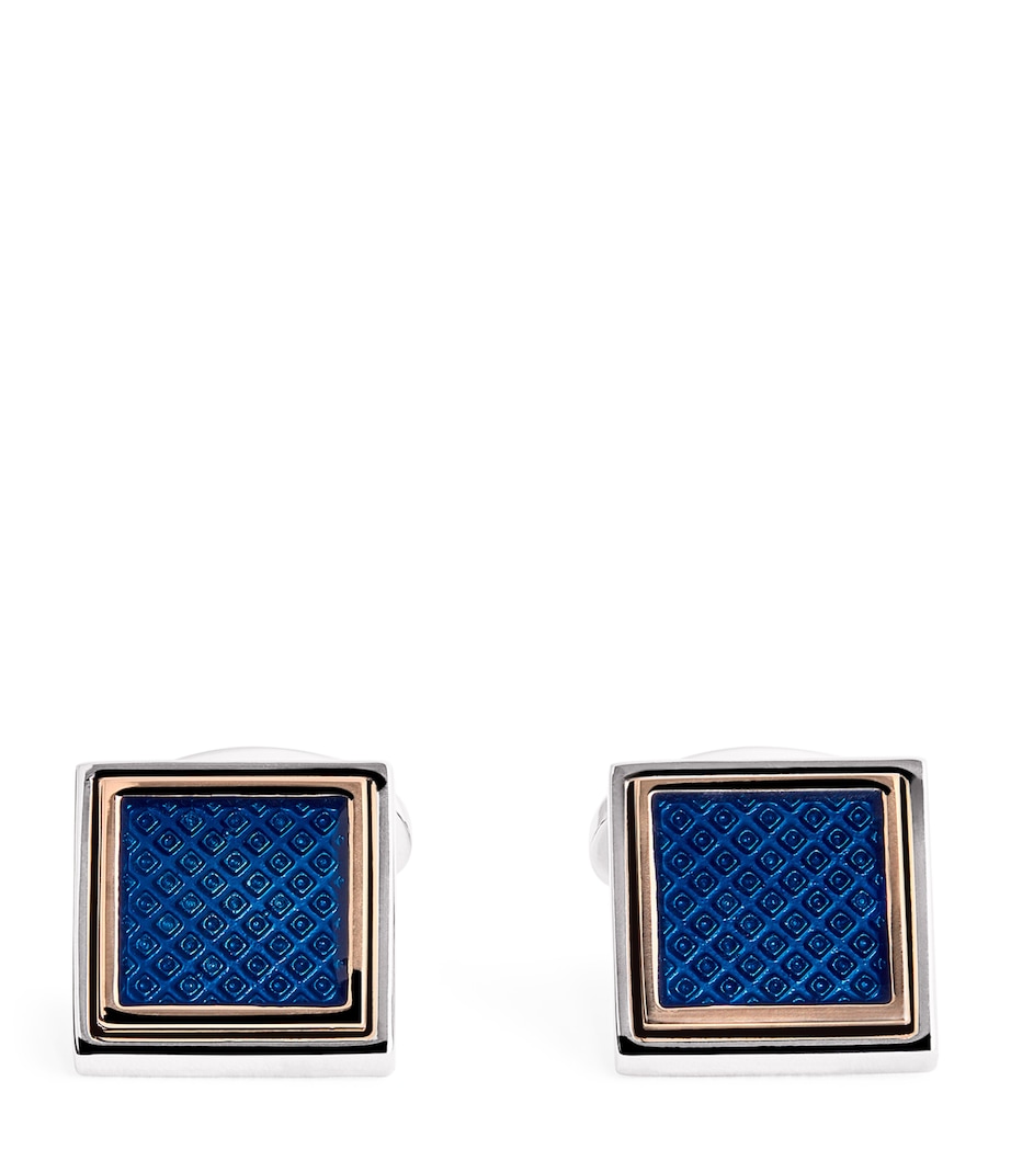 Rhodium-Plated Square Cufflinks BLUE Image 1