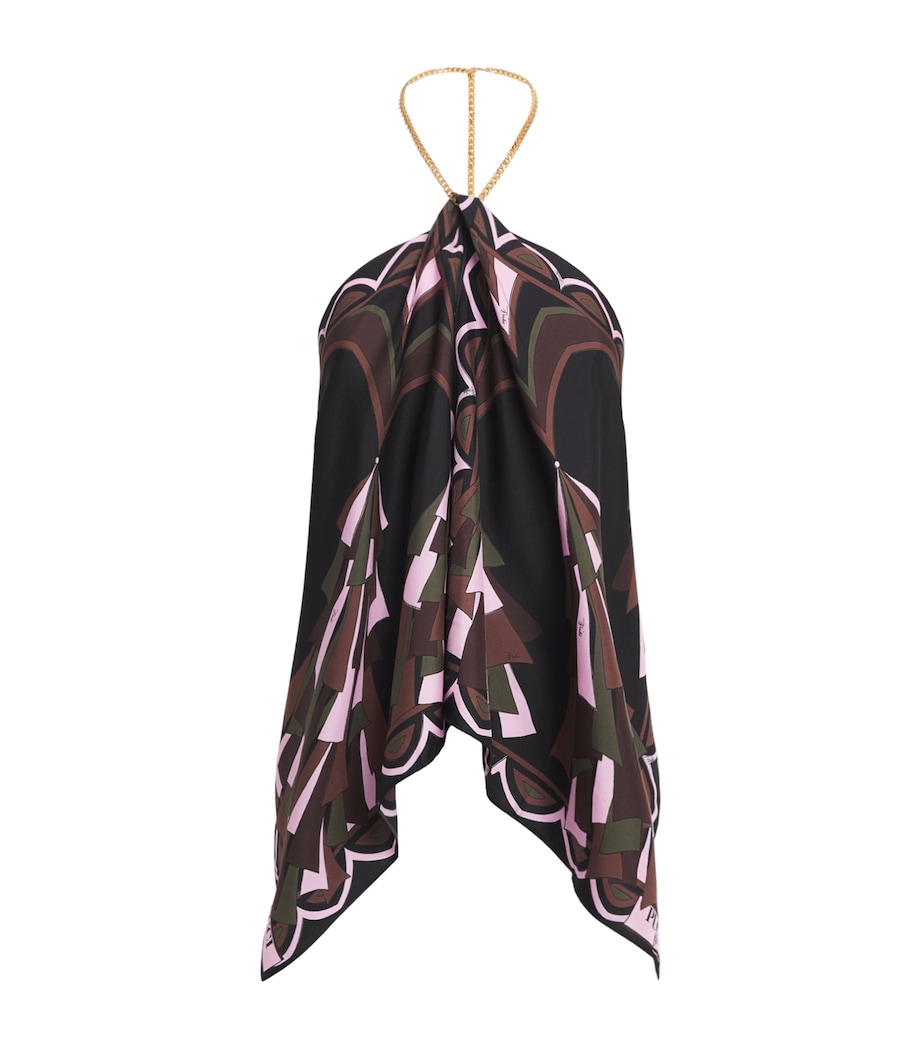 PUCCI Womens Silk Baiadera Chain Blouse Khaki Pink Image 1