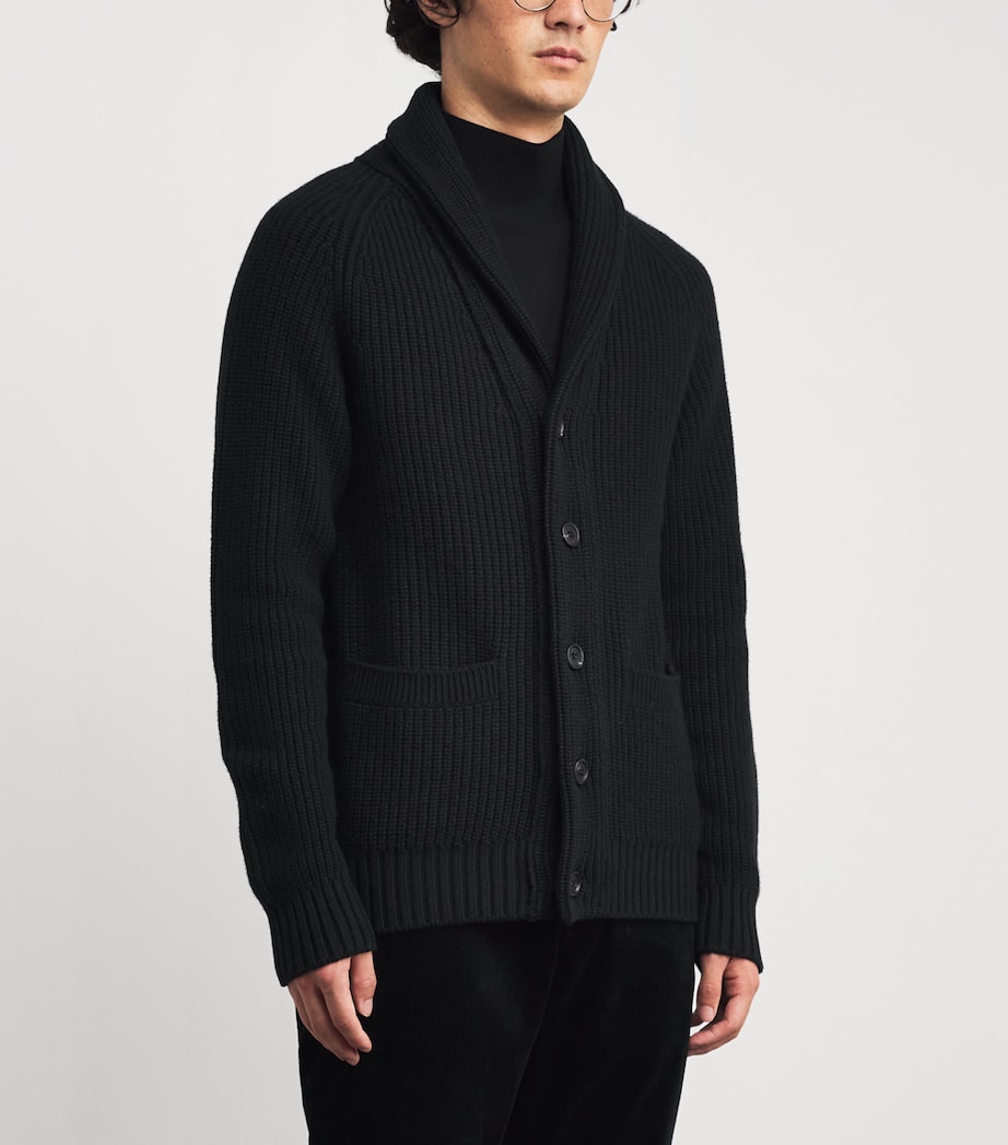 Cashmere Shawl-Collar Cardigan BLACK Image 3