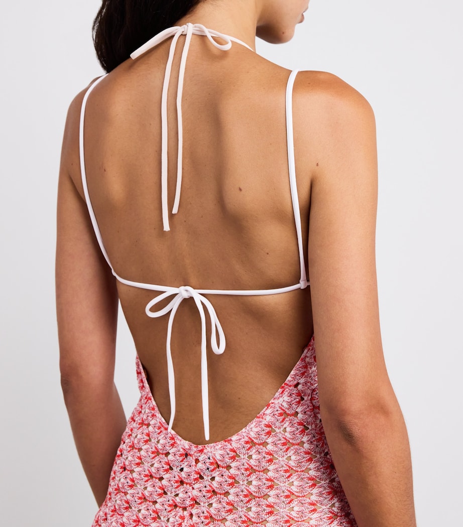 Crochet Halterneck Jumpsuit S416Y RED Image 4