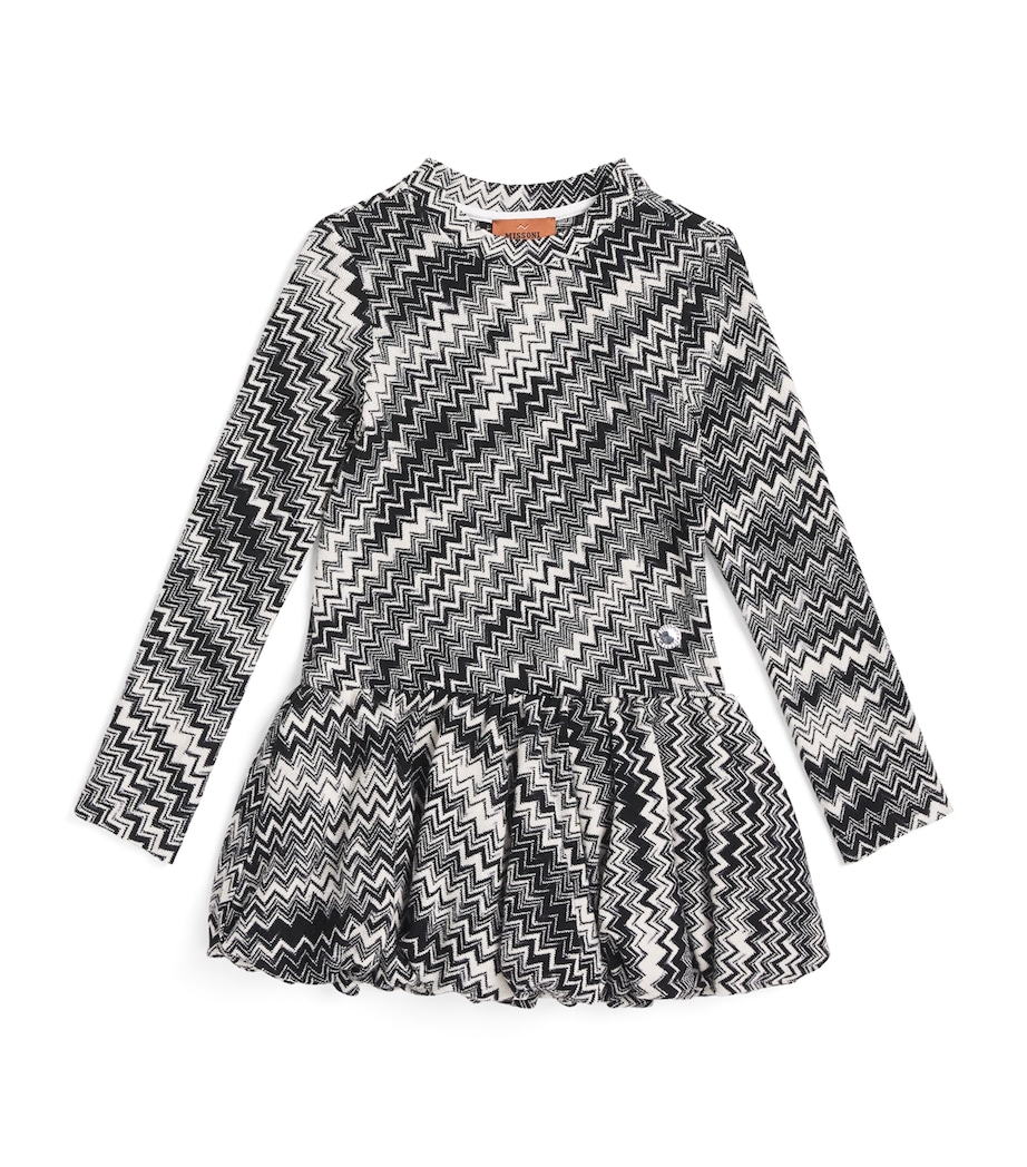 Wool Zigzag Dress (4-14 Years) 930AVBLACK/IVORY Image 1