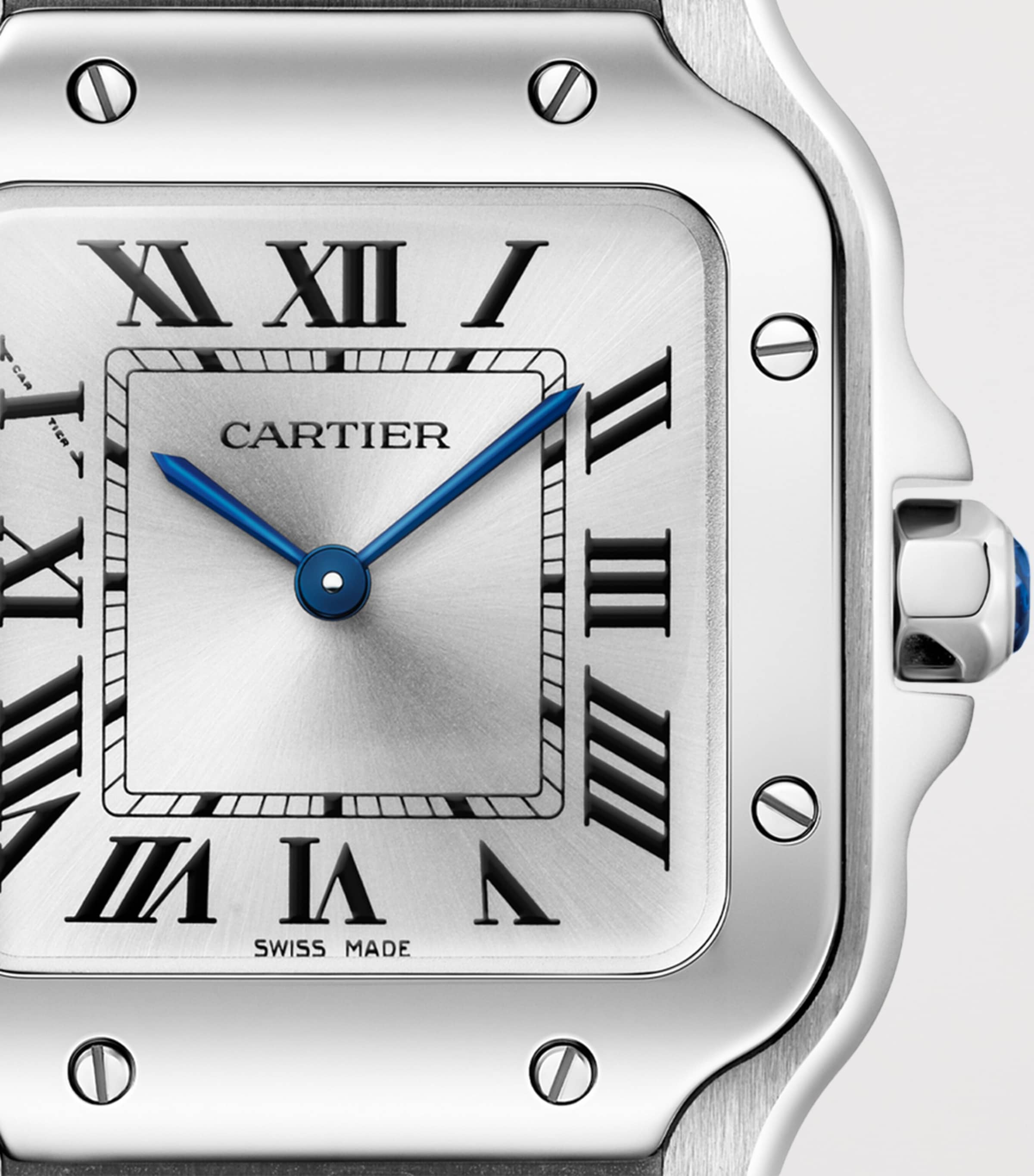 Small Steel Santos de Cartier Watch 34.5mm DARK BLUE Image 7