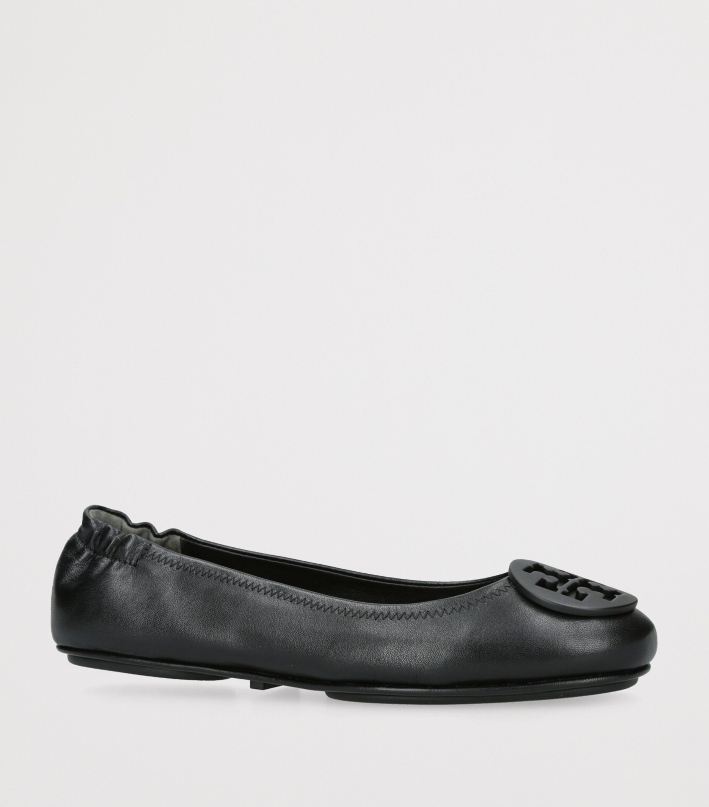 Tory Burch Leather Minnie Travel Ballet Flats Black Image 3