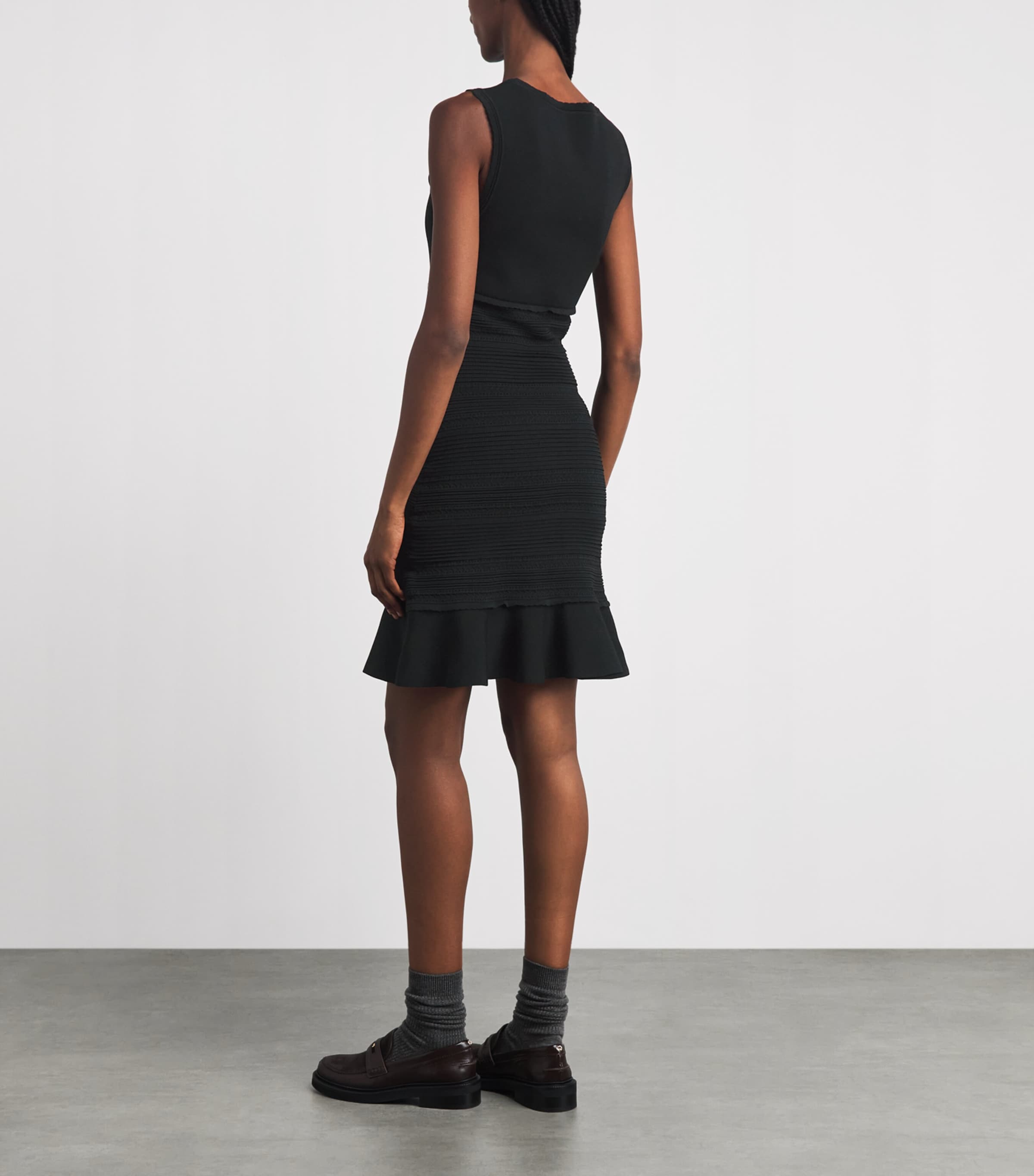 Sandro Paris Womens Knitted Pointelle Mini Dress Black Image 4
