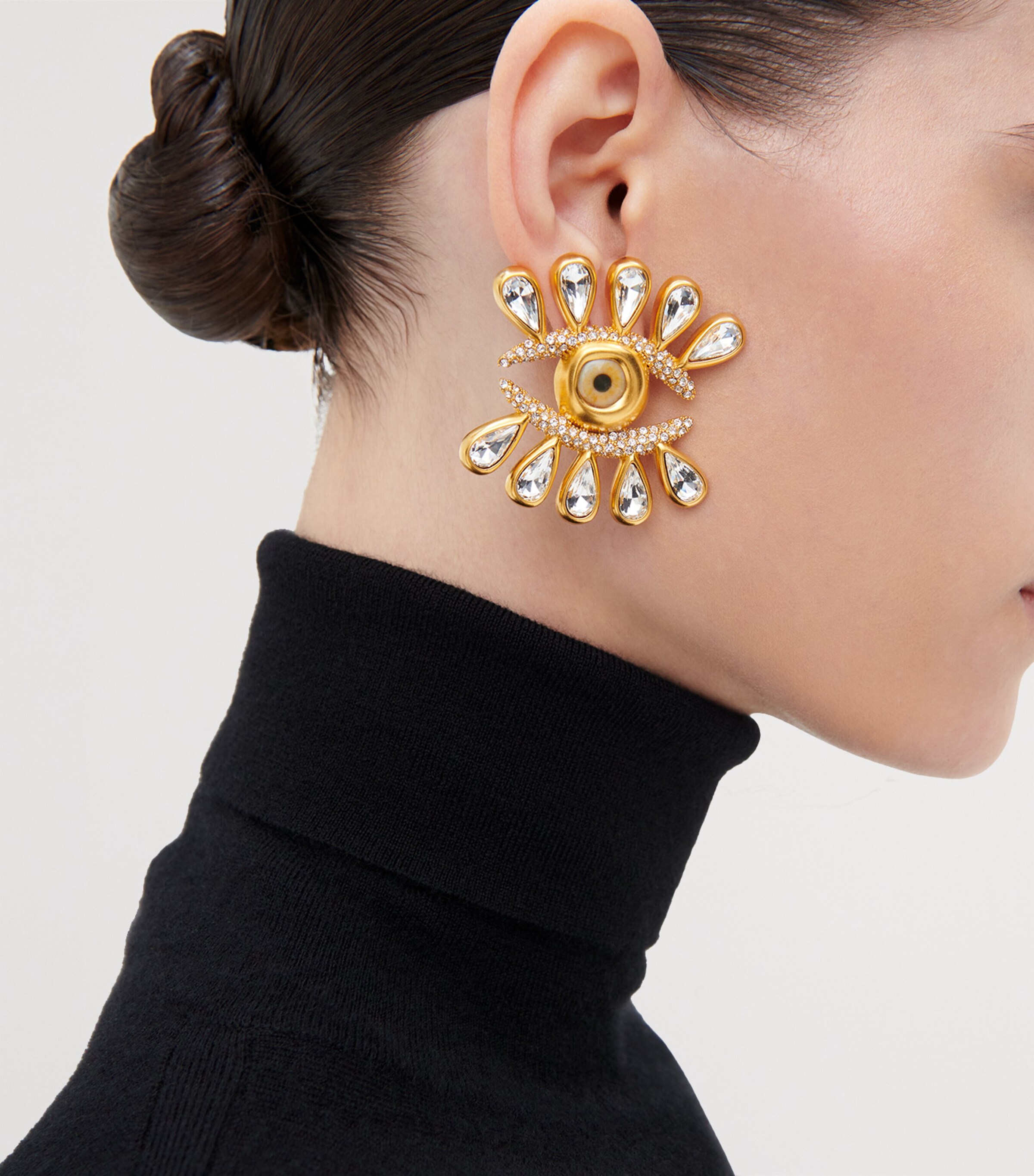 Schiaparelli Embellished Eyelash Drop Earrings Or/multico Image 2