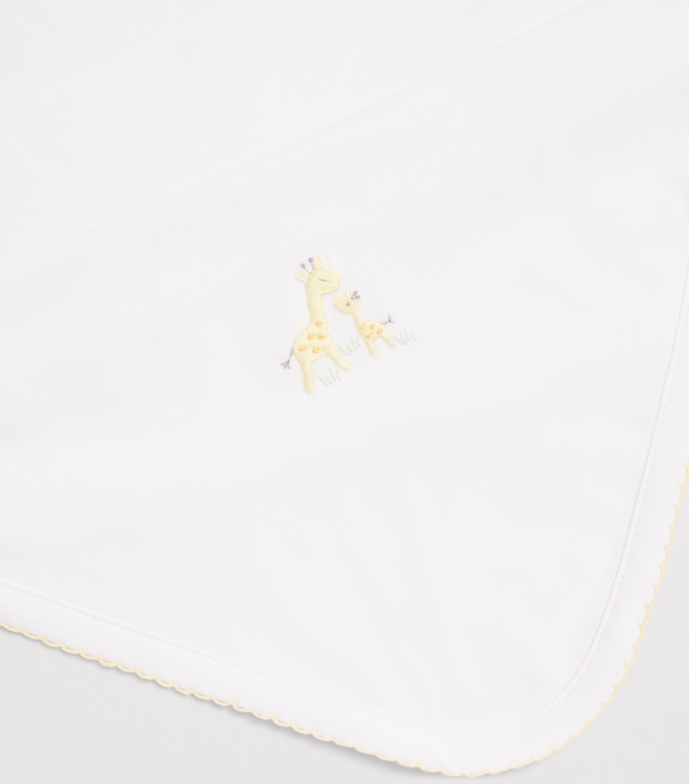 Kissy Kissy Pima Cotton Embroidered Giraffe Blanket White/yellow Image 3