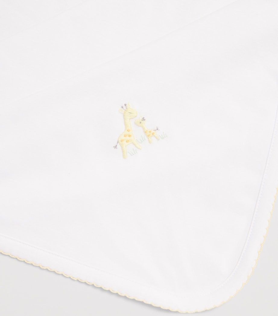 Kissy Kissy Pima Cotton Embroidered Giraffe Blanket White/yellow Image 3