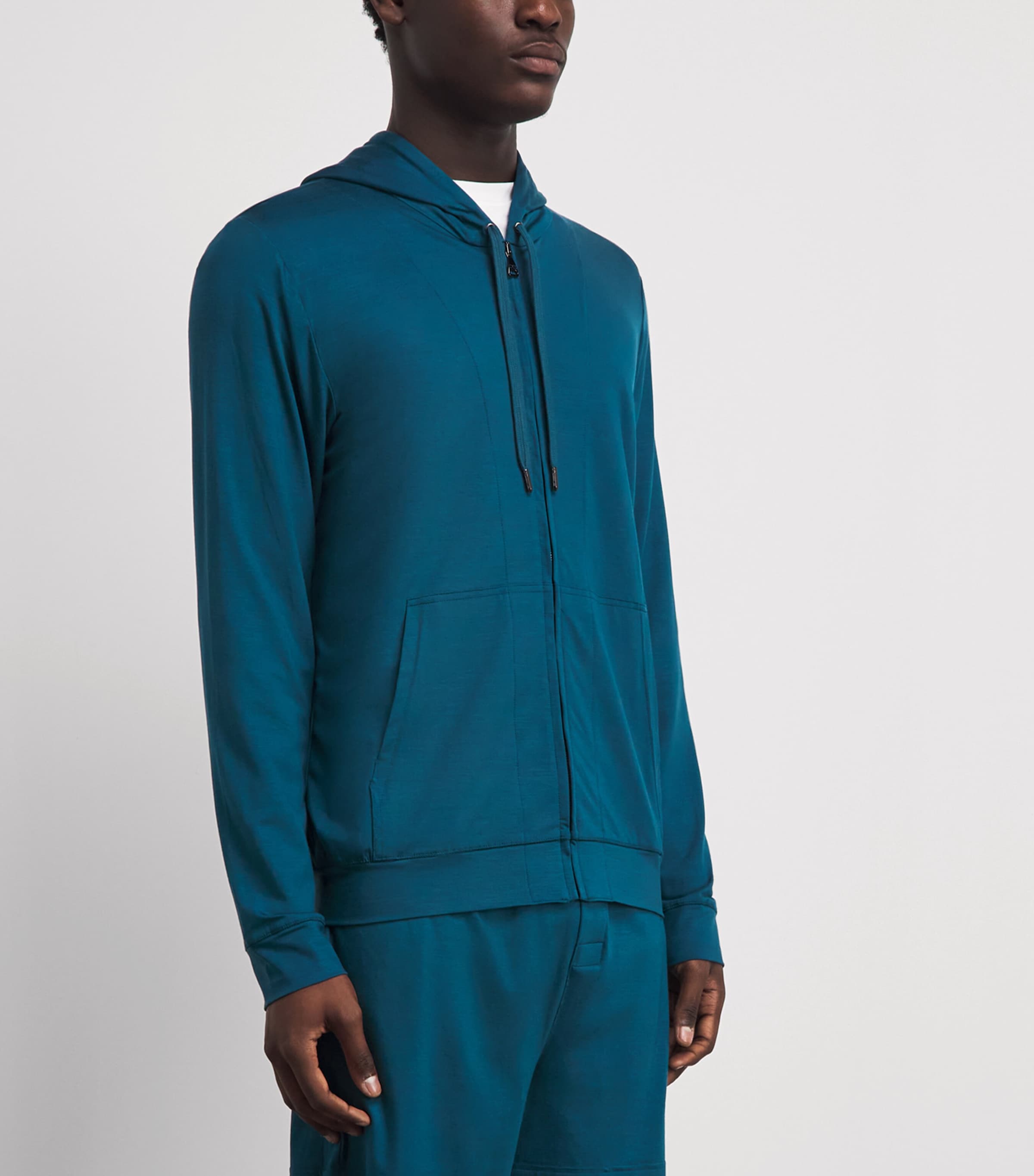 Derek Rose Mens Micromodal Basel Hoodie Tea Image 4