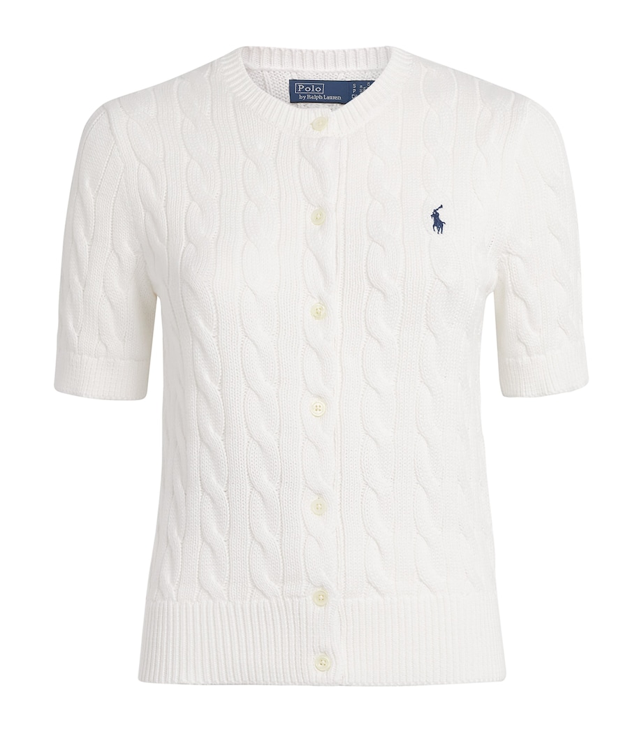 Polo Ralph Lauren Womens Cotton Cable-Knit Short-Sleeve Cardigan White Image 1