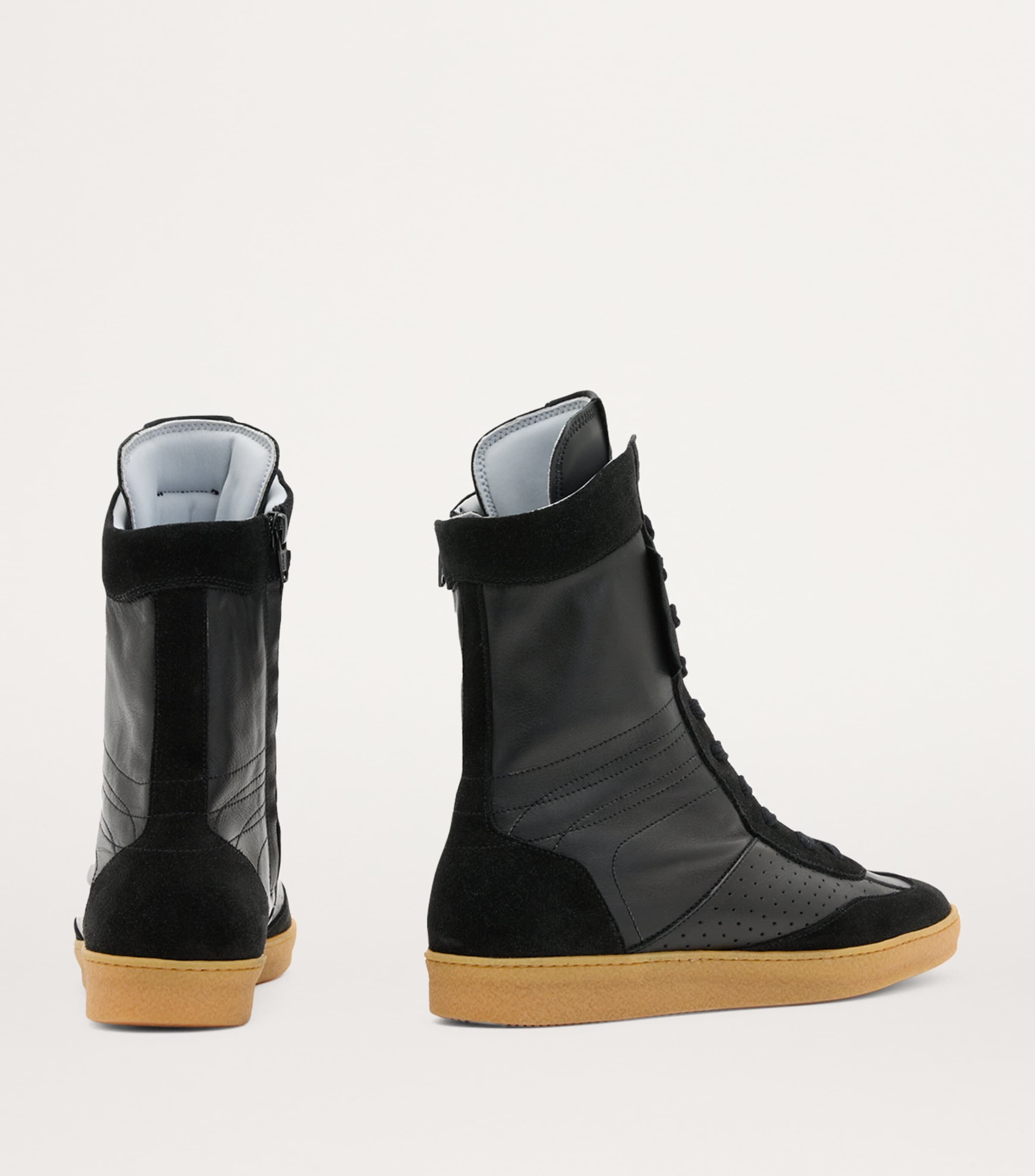 Leather-Suede Louise High-Top Sneakers BLACK Image 5
