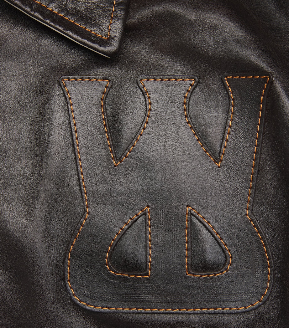 Leather Prince Varsity Jacket DARK BROWN Image 5