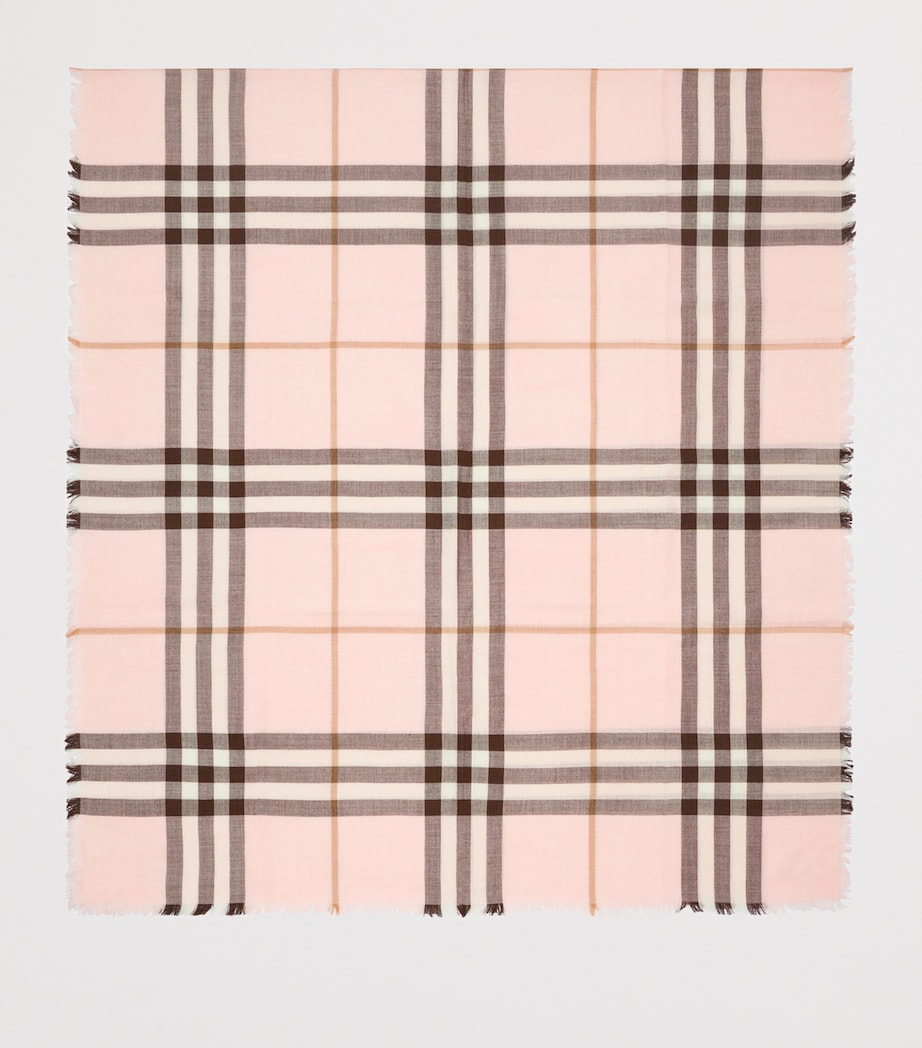 Wool-Silk Reversible Check Scarf BOW PINK/PEBBLE WHIT Image 2