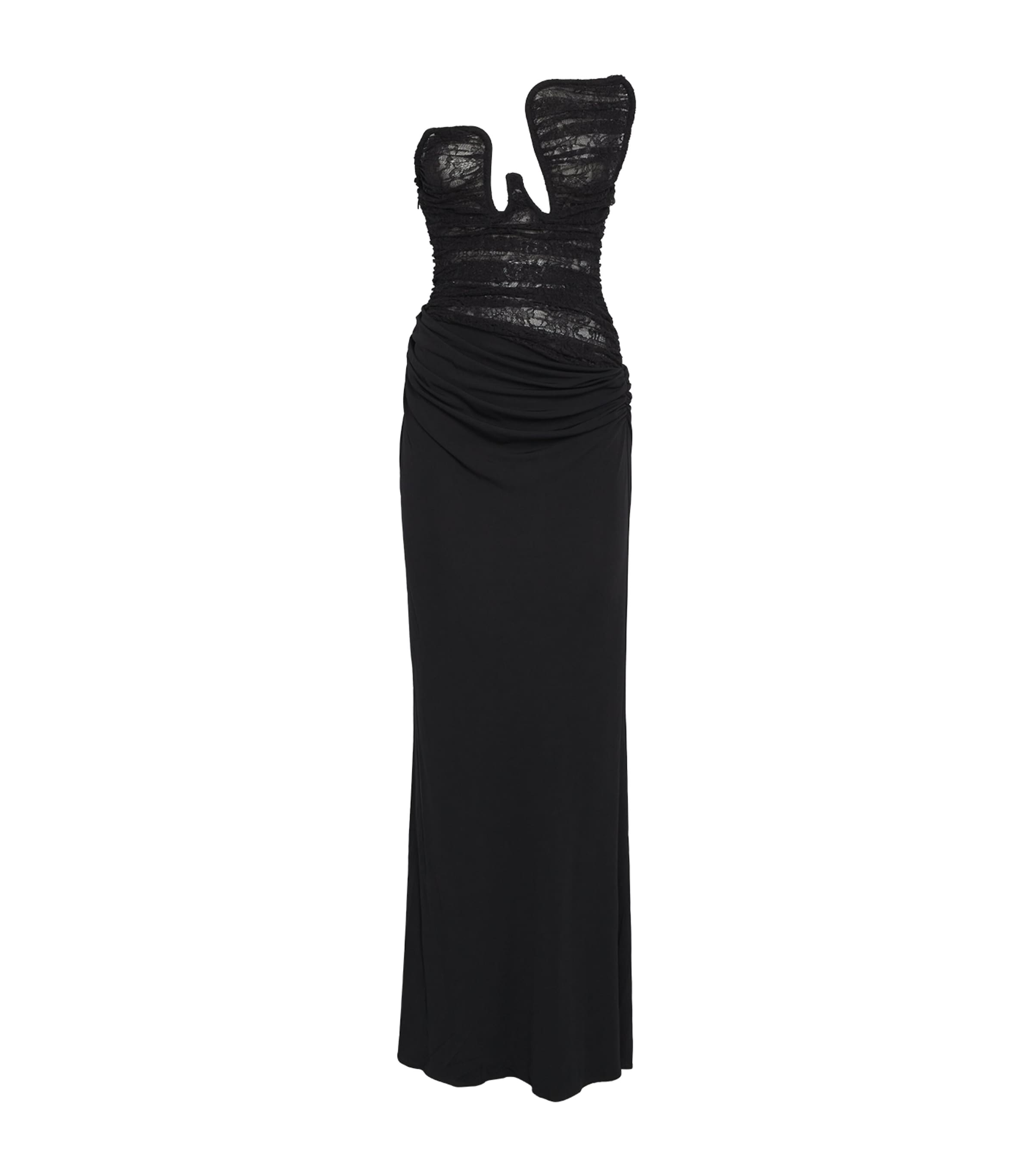 Christopher Esber Lace-bustier Strapless Salacia Gown In Black