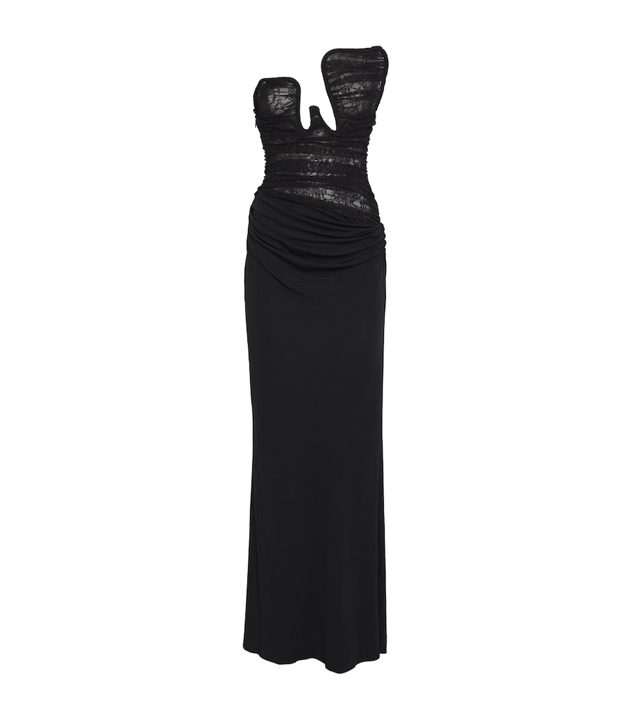 Lace-Bustier Strapless Salacia Gown BLACK Image 1