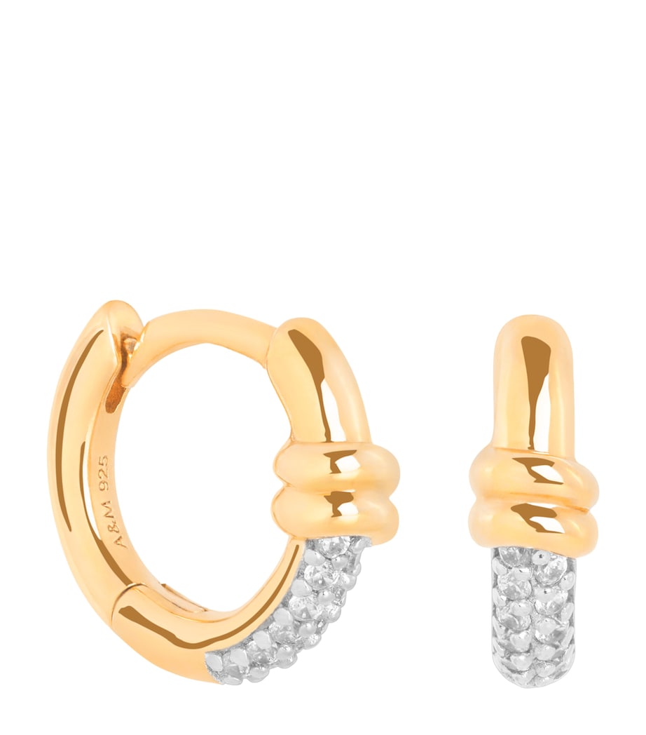 Astrid & Miyu Gold-Plated Pavé Knot Huggies Earrings Gold Image 1