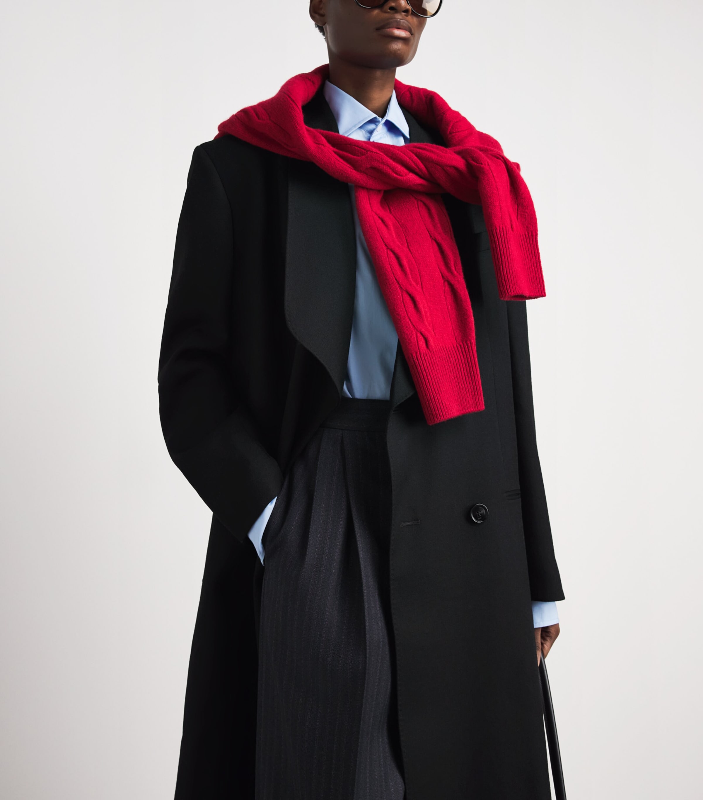 AMI Paris Womens Wool Double-Breasted Coat Noir Image 4