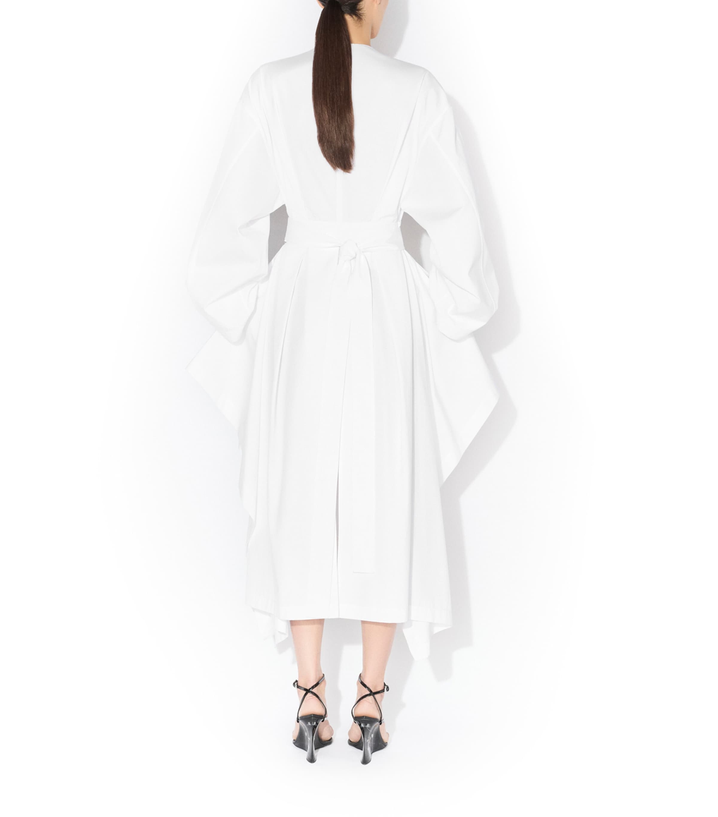 Alaïa Womens Cotton Poplin Midi Dress Blanc Image 3